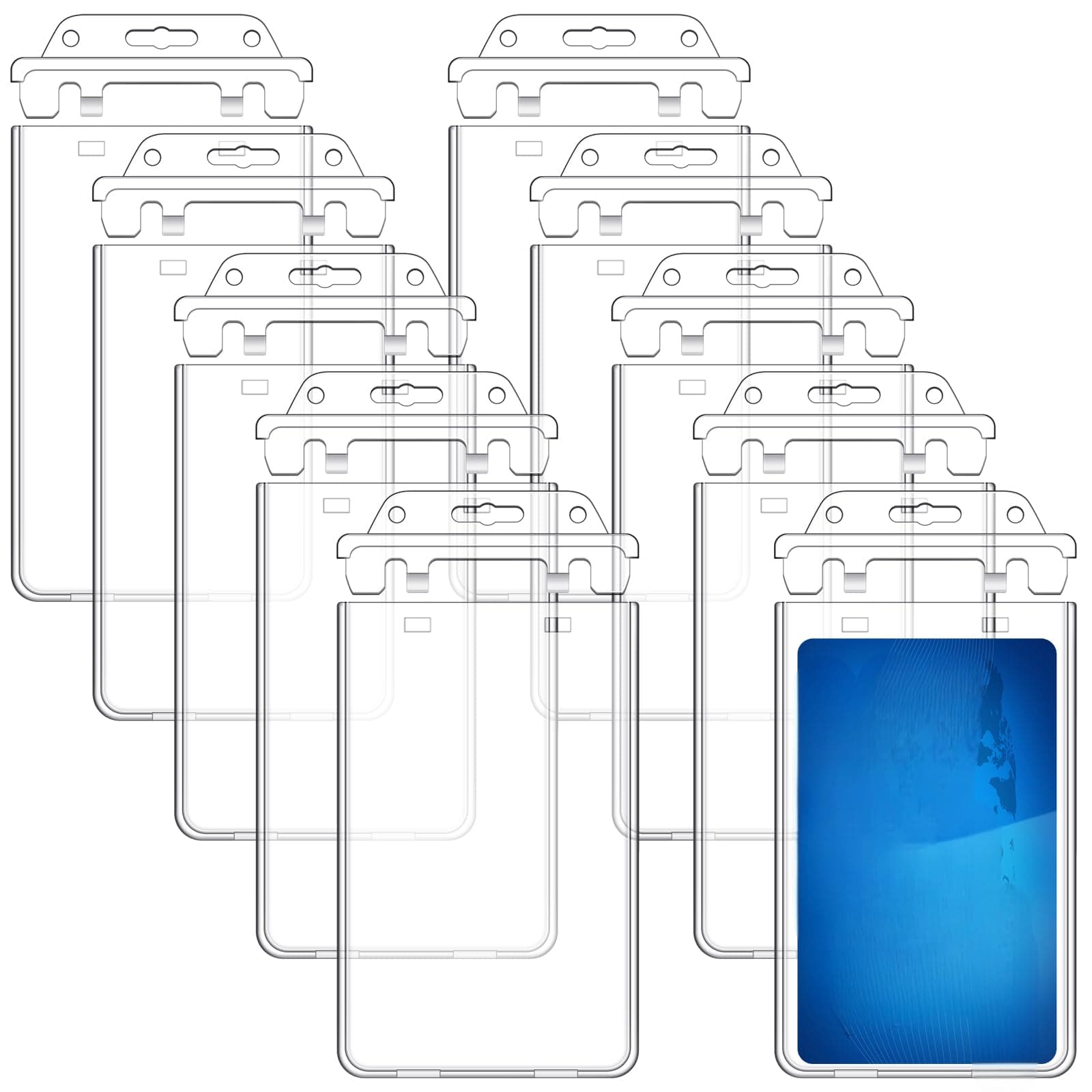 Tinlade 100 Pack Permanent Locking Hard Plastic Badge Holder Vertical Clear ID Badge Holder Heavy Duty Protector Case for Office School Card Travel 2.4 x 4.2 inches