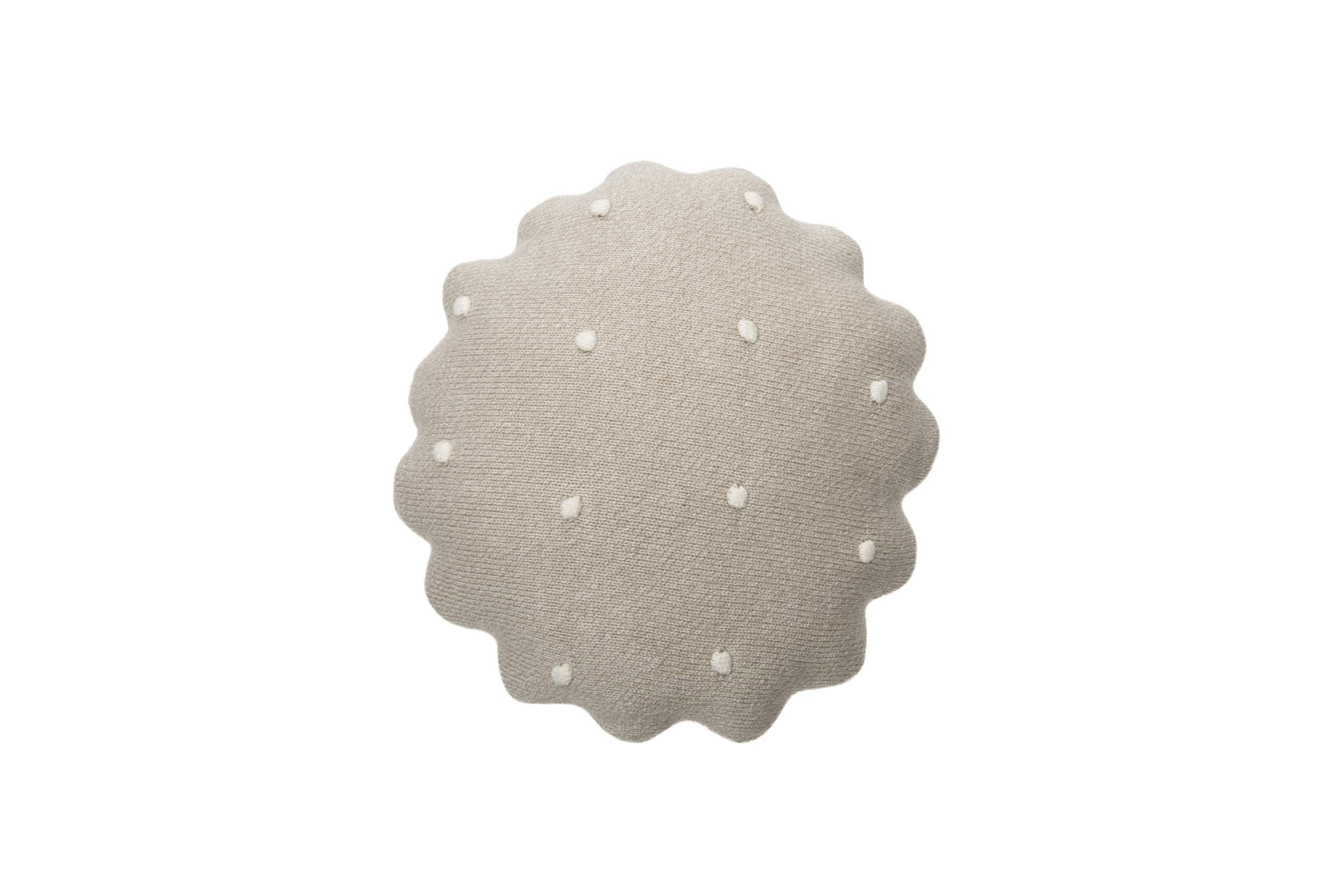 Knitted Cushion Round Biscuit Dune White
