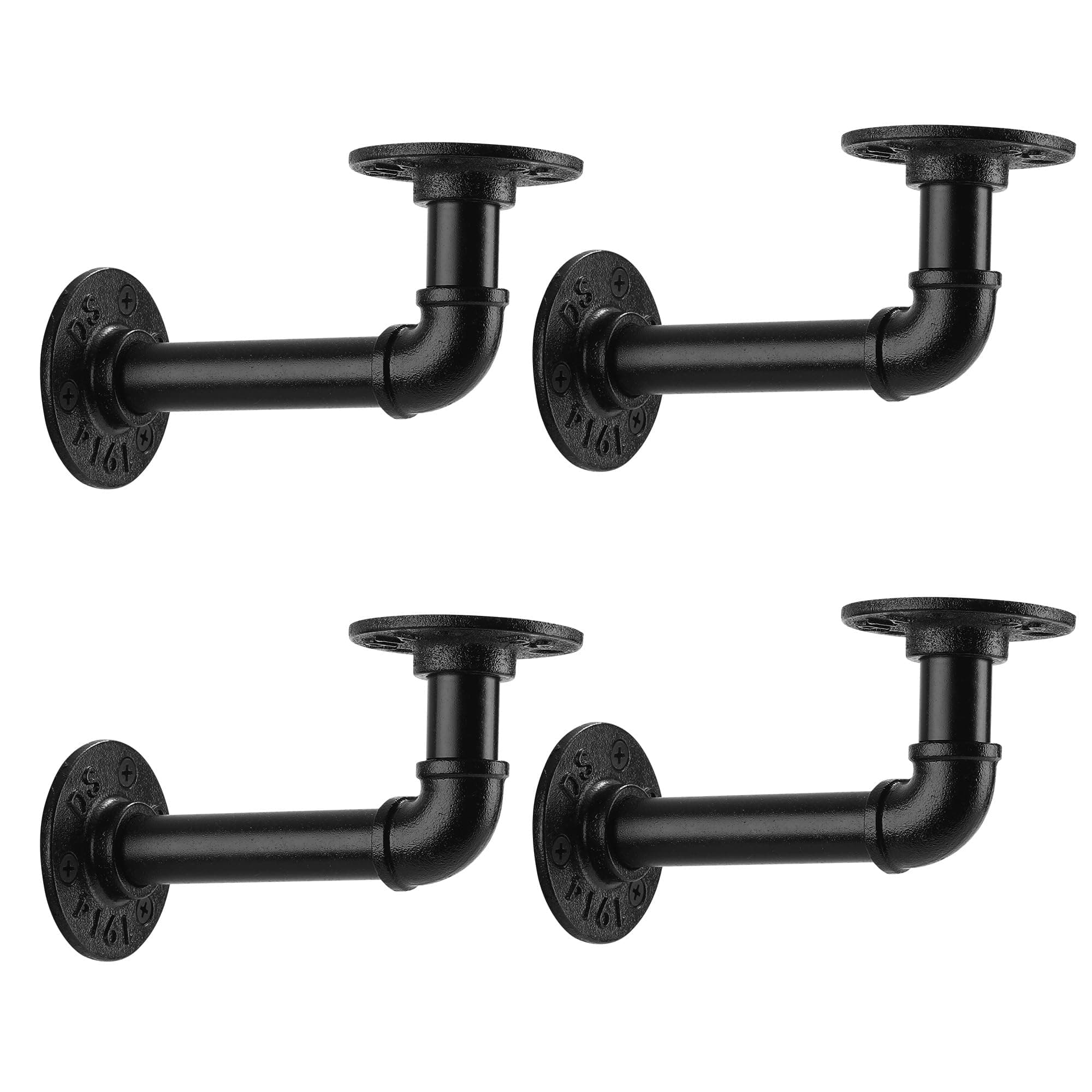 1/2" Pipe Shelf Bracket，Wall Mounted Floating Shelf Bracket, Steam Punk Decor Hanging Wall Metal Bracket, Heavy Duty Decorative Rustic Shelving Bracket, Set of 4(3.5X6)