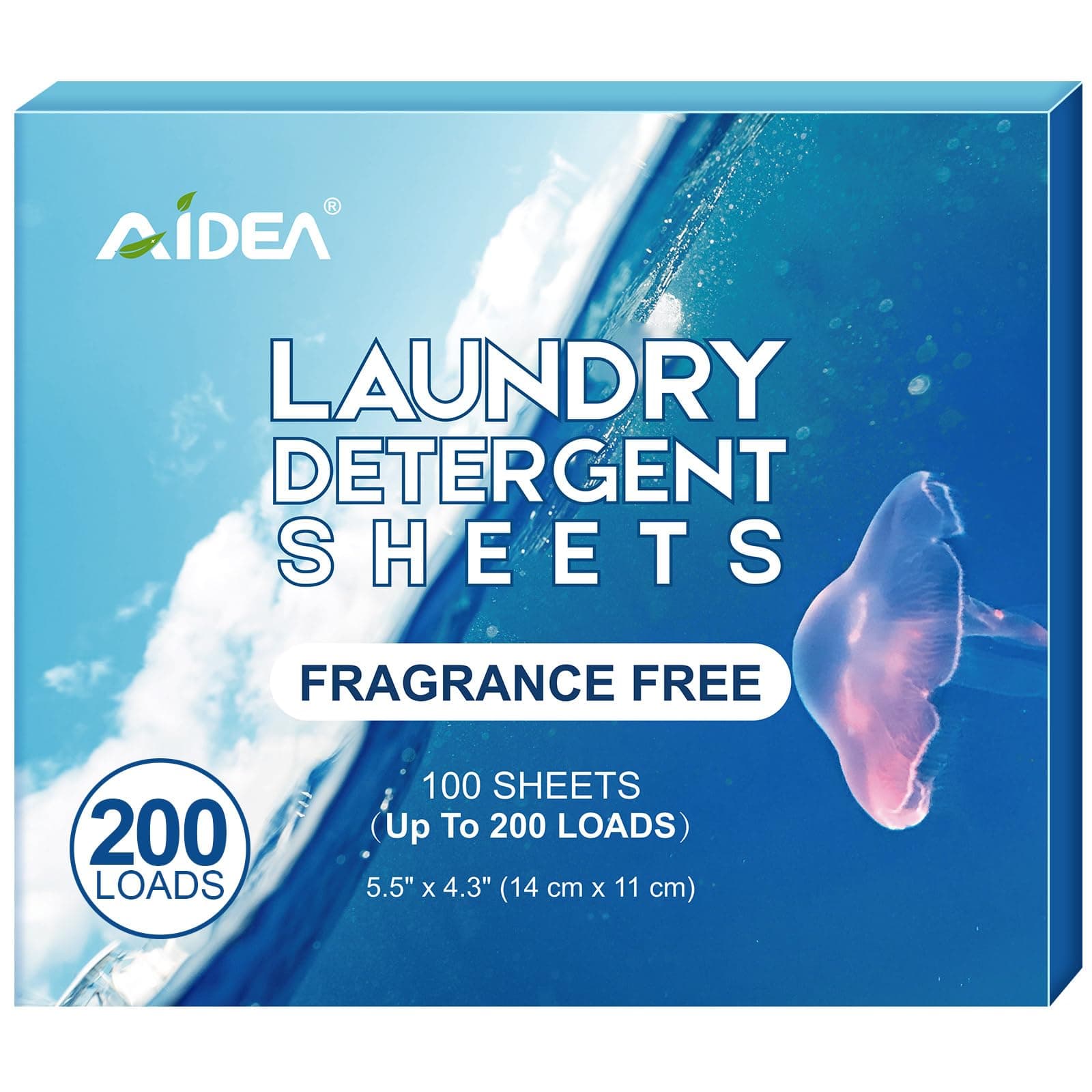 AIDEA Laundry Detergent Sheets, Unscented-(200 Loads) 100 Sheets, Laundry Detergent, No Plastic Jug, Lightweight & Easy To Use For Travel, Apartments, Dorms