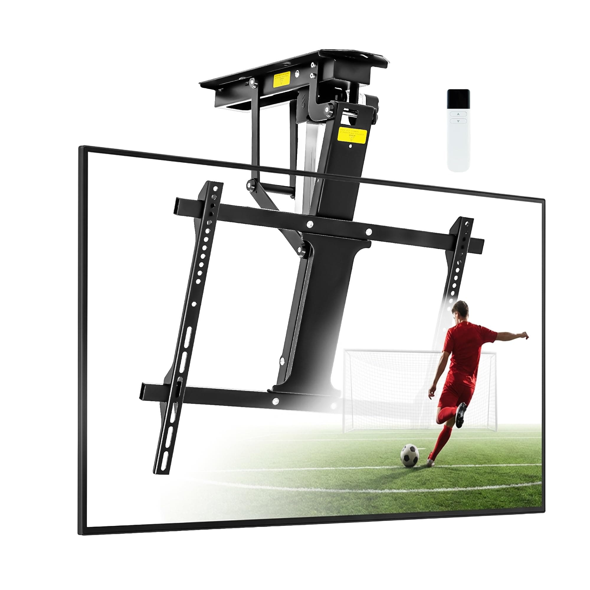 Electric Adjustable Ceiling TV Mount with Remote, Motorized Flip Down Fits for Flat and Pitched Roof and 32 to 70 Inch Flat and Curved Screen TVs (Black, Fold-Down, Non-Rotating)