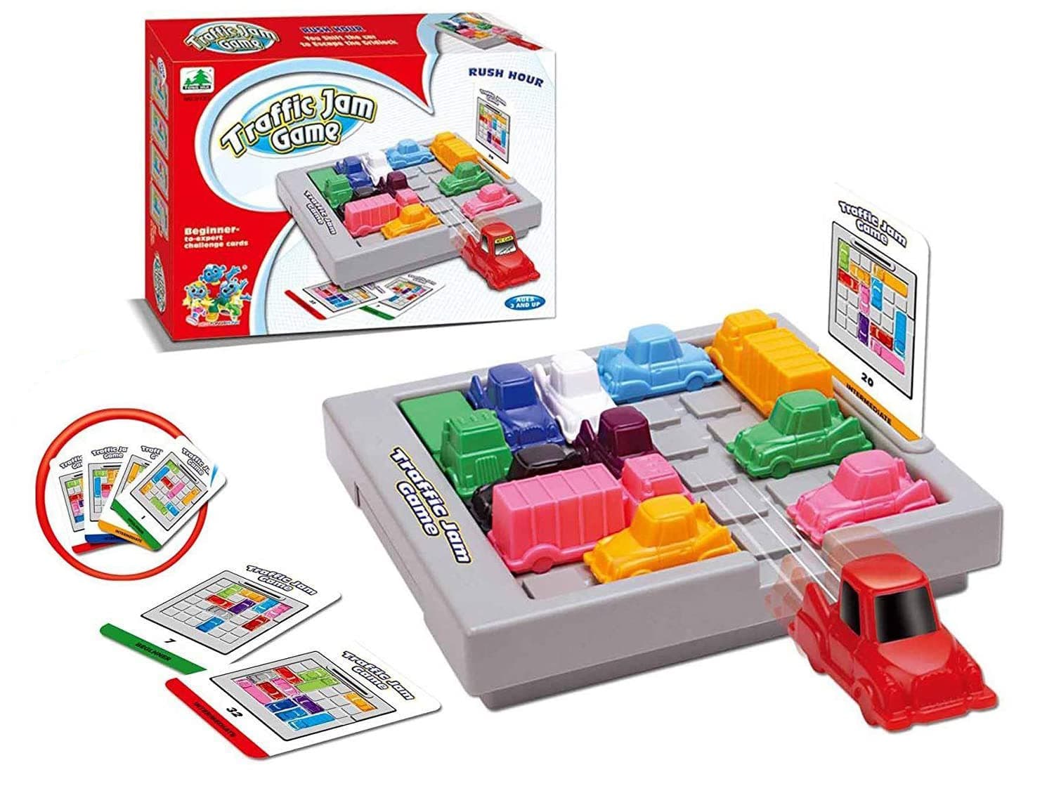 Traffic Jam Rush Hours Board Game Logic Challenge Game Stem Toy Running Car Vehicles, Family Game, Boost Children Skills, for Your Child,