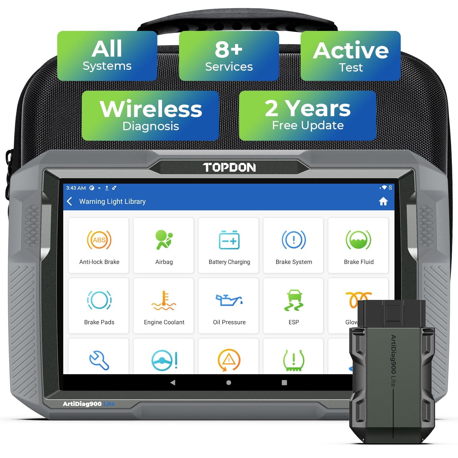 Car Diagnostic Tool ArtiDiag900 Lite with BiDirectional Scan, FCA Gateway and CAN-FD, Full Systems Diagnosis with 8+ Reset Services, Wireless Bluetooth OBD2 scanner, AutoVIN, 2-Year Free Update