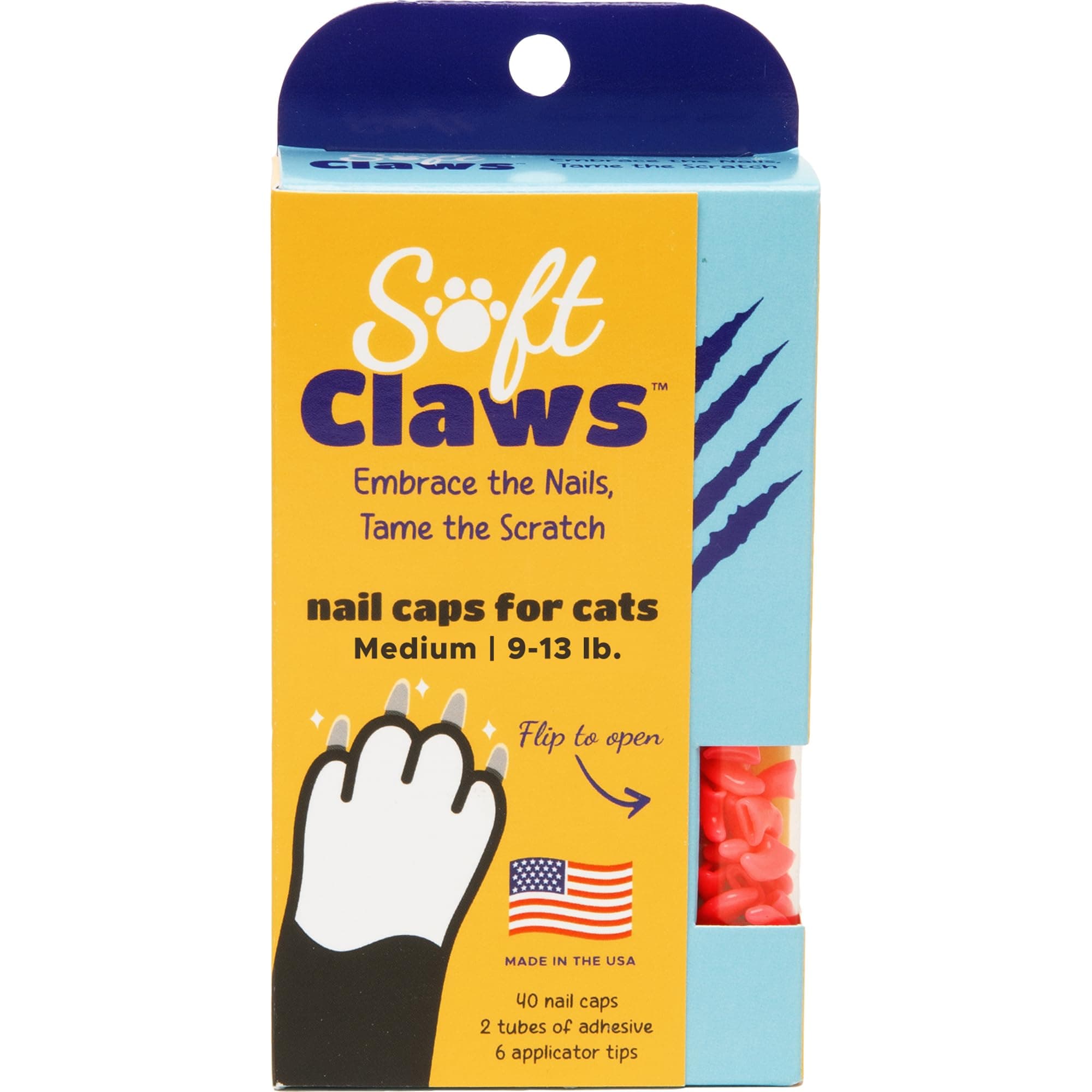 Soft Claws Safe Scratch-Free Solution for Cats - CLS (Cleat Lock System), Size: Medium, Color: Pink Sparkle