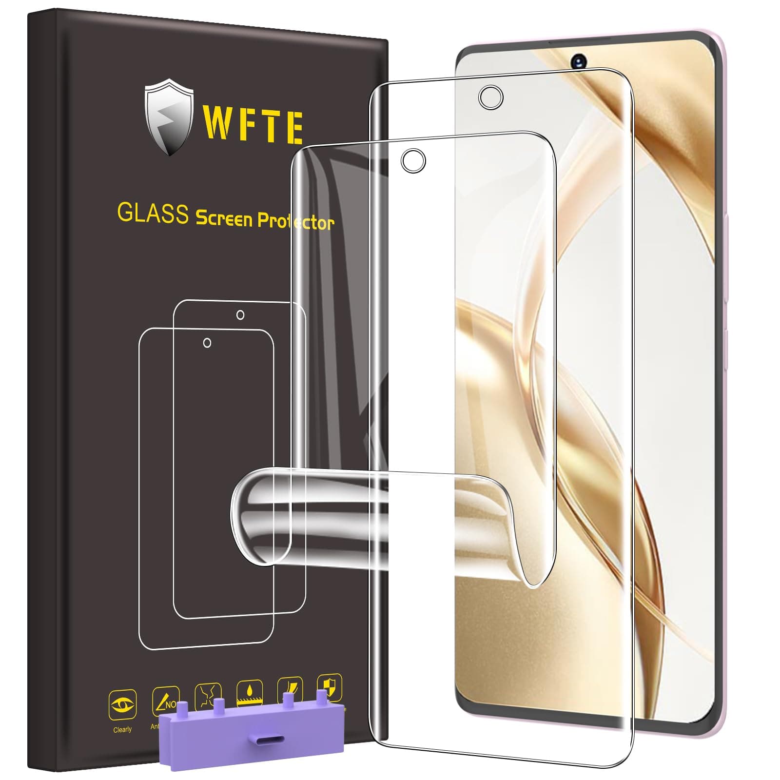 WFTE Compatible with Honor 200 5G Screen Protector, [2- Pack] Flexible TPU Film Screen Protector [Full Coverage] [HD Clear] [Bubble Free][Fingerprint unlock support](Transparent)
