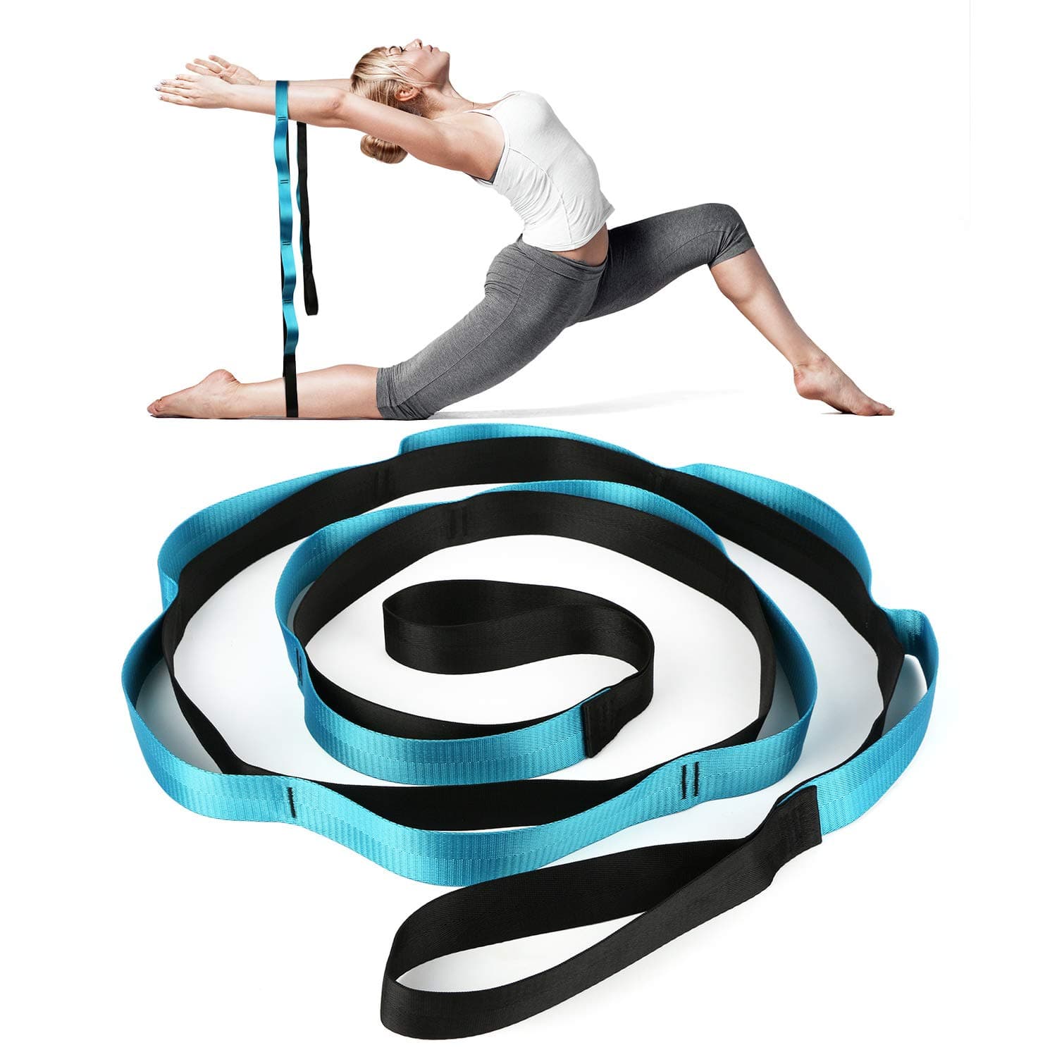 Scotamalone Yoga Strap, Multi-Loop Strap, Stretch Strap, Nonelastic Stretch Bands Exercise Bands Rehab Strap for Physical Therapy, Pilates, Dance and Gymnastics