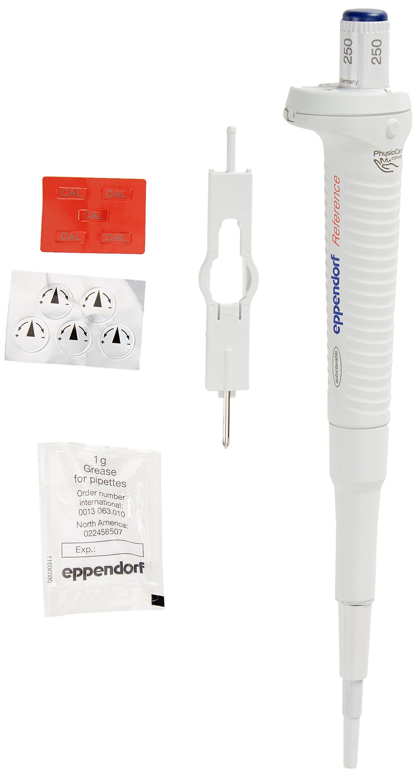 Eppendorf 022471309 Reference Fixed Volume Pipette with Blue Control Button, 250 microliter Volume