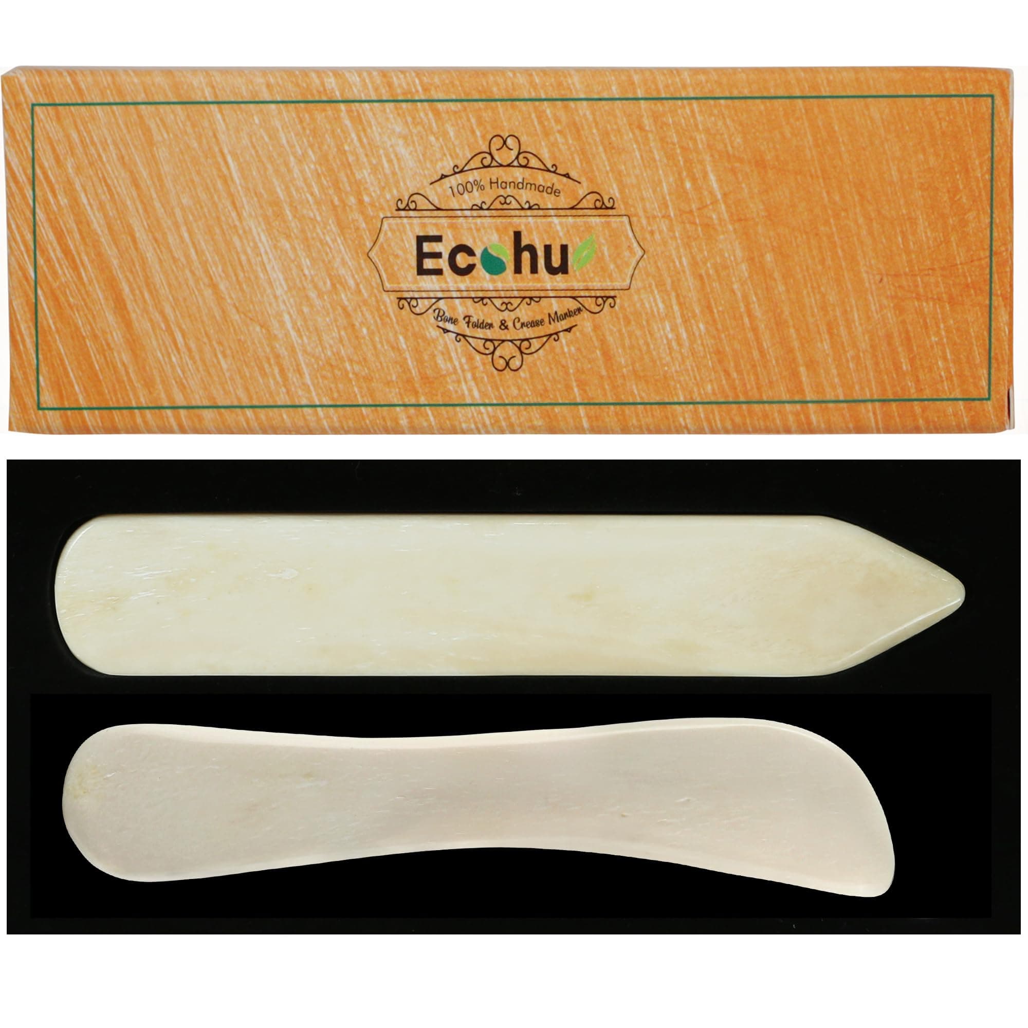 Ecohu Bone Folder & Creaser Tool - 2PCS - Scoring, Folding for Origami, Paper Crafts, Bookbinding, Leather Crafts and Card Making & Folding Paper