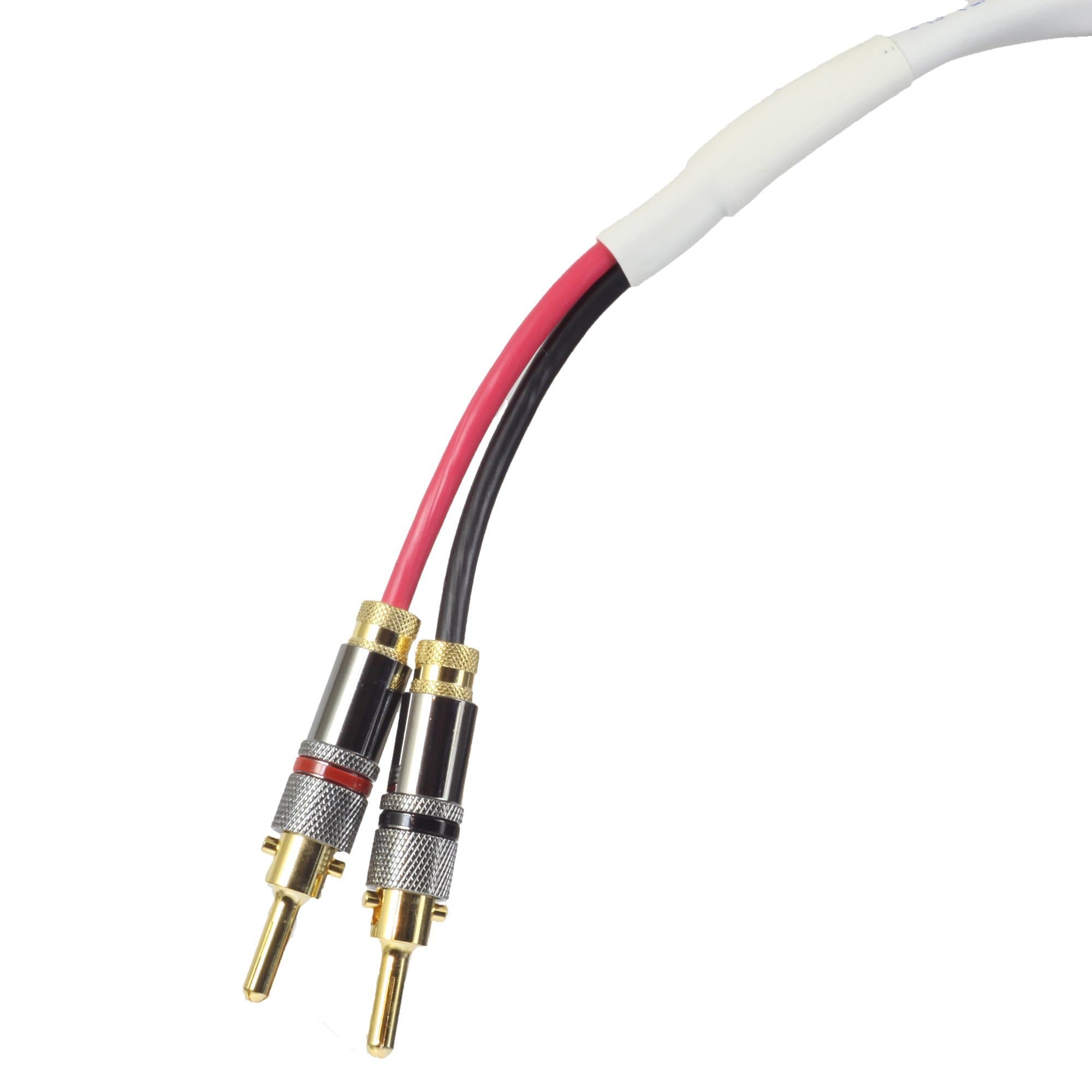 Ten White Speaker Cable, with Welded Terminations (Single Cable - for one Speaker), Assembled in USA (6 Foot, Bananas to Bananas)