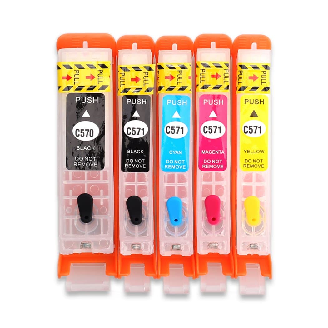Empty Refillable Ink Cartridge Replacement for PGI-570 CLI-571,Work with TS5050 TS5051 TS5052 TS5053 TS5055 TS6050 TS6051 TS6052 TS8050 TS8051 TS8052 TS8053 TS9050 TS9055 Printer