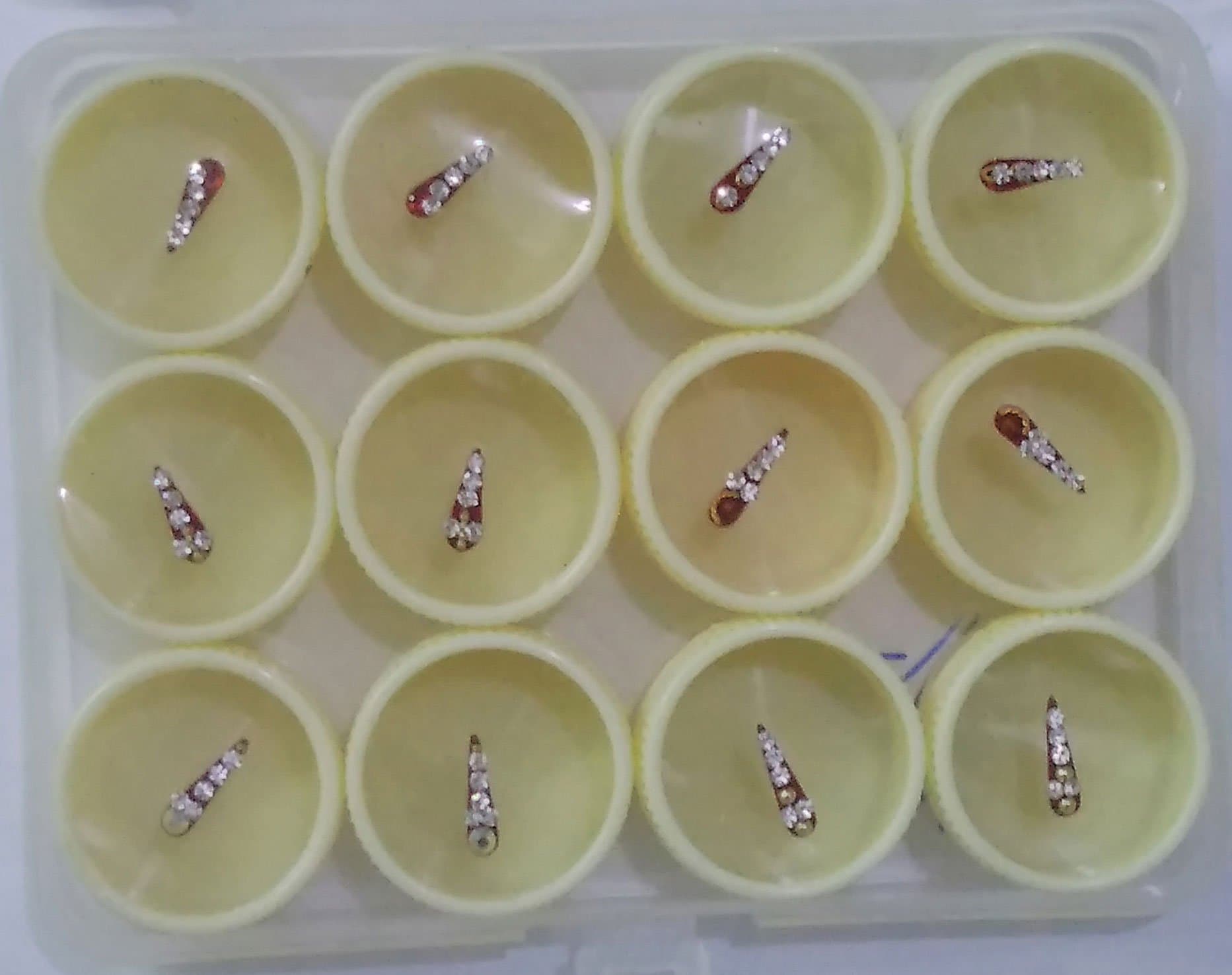 12 Bindi Box Drop Shape Marron Colour Crystal Bindis Bridal face Jewels (BC-2)