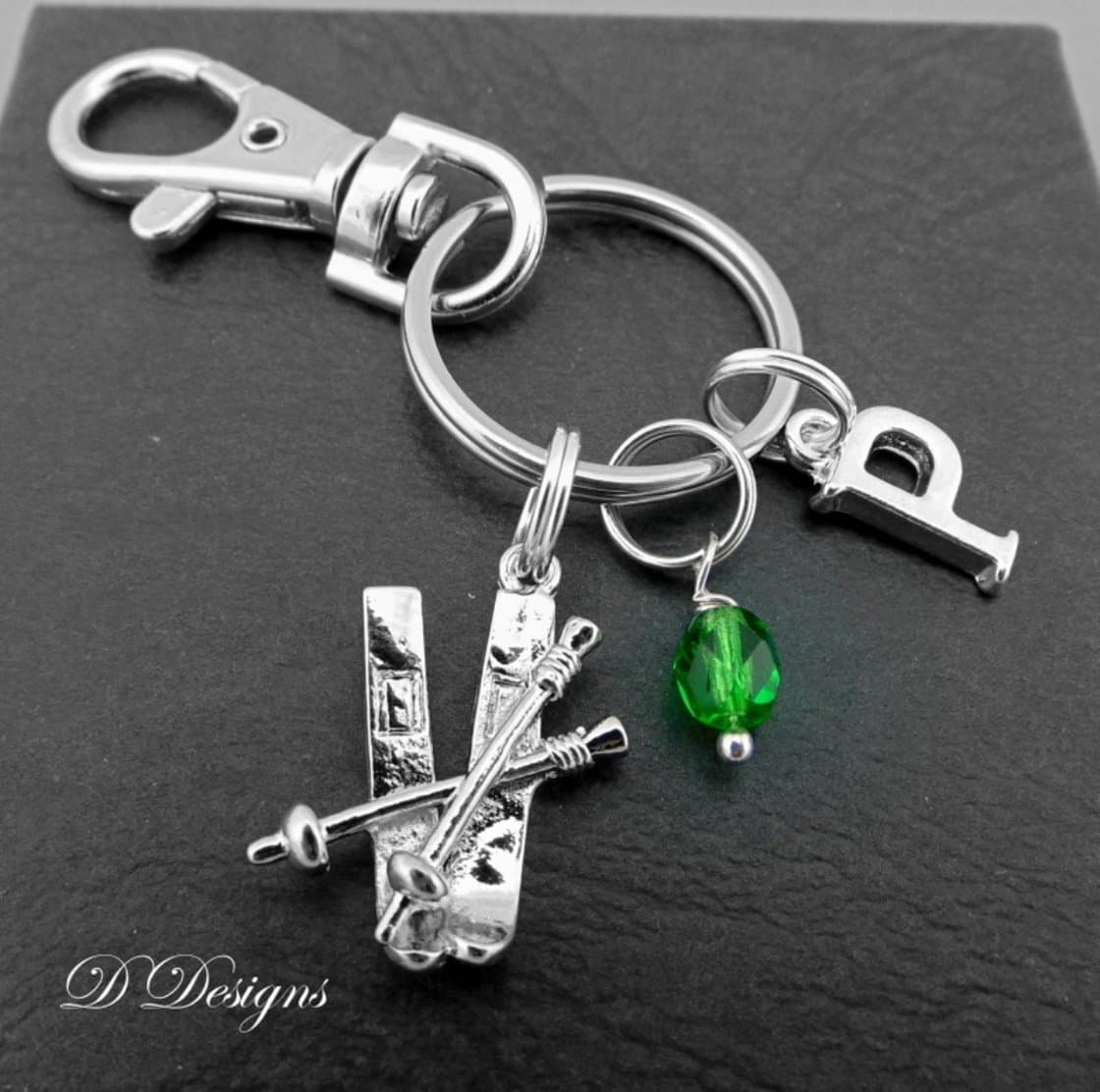 Ski Bag Charm Keyring Personalised