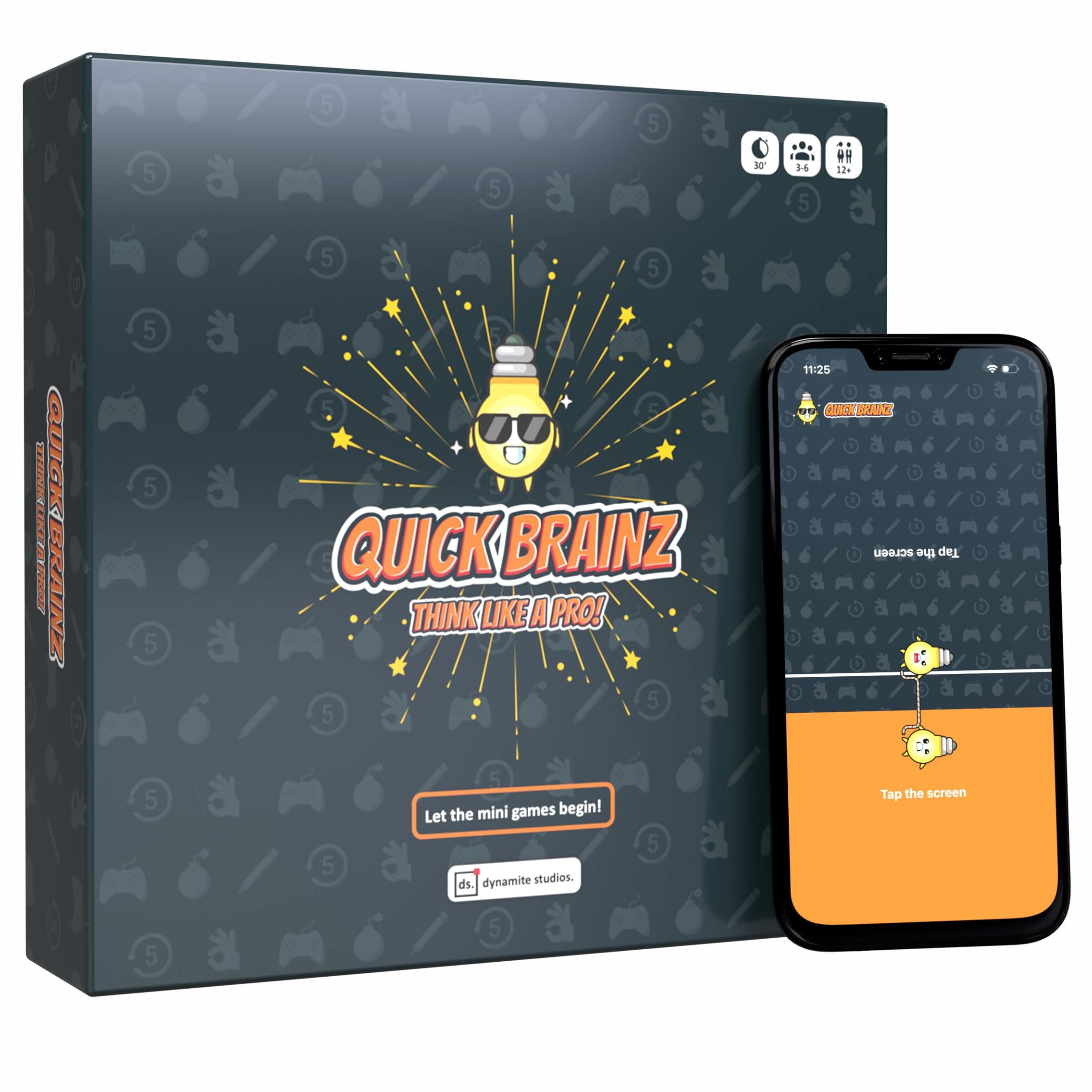 Quick Brainz - Interactive board game with App: Mini Games, Charades, Drawing, Pantomime, and Bomb Party - The Fast Thinking and Interactive Family Game - For 3-6 Players - Family Game Night