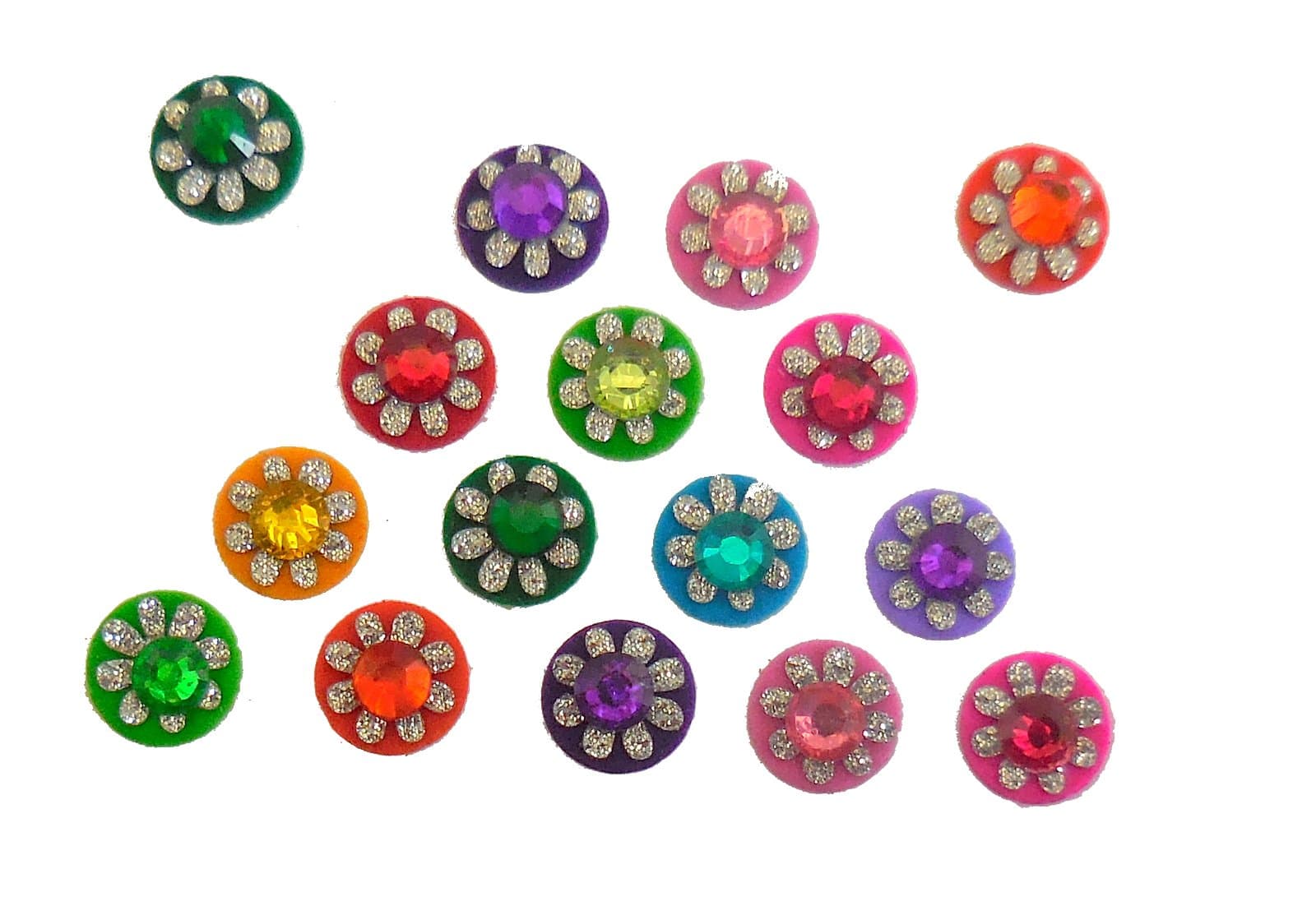 ™ 4 Packs - 64 Colorful Crystal Bindi Velvette round face jewels Tika (Round Crystal)
