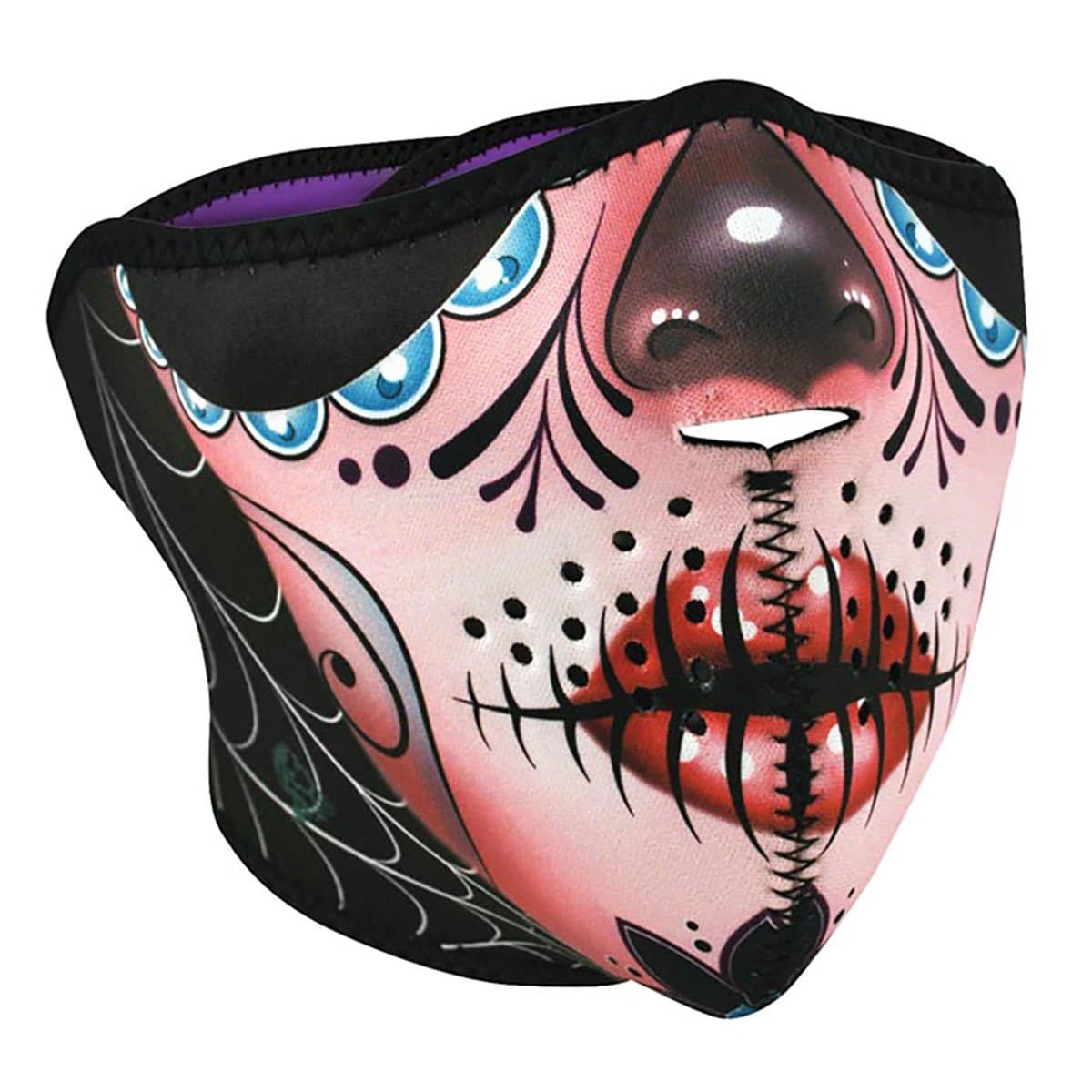Half Mask Neoprene Reversible Sugar Skull
