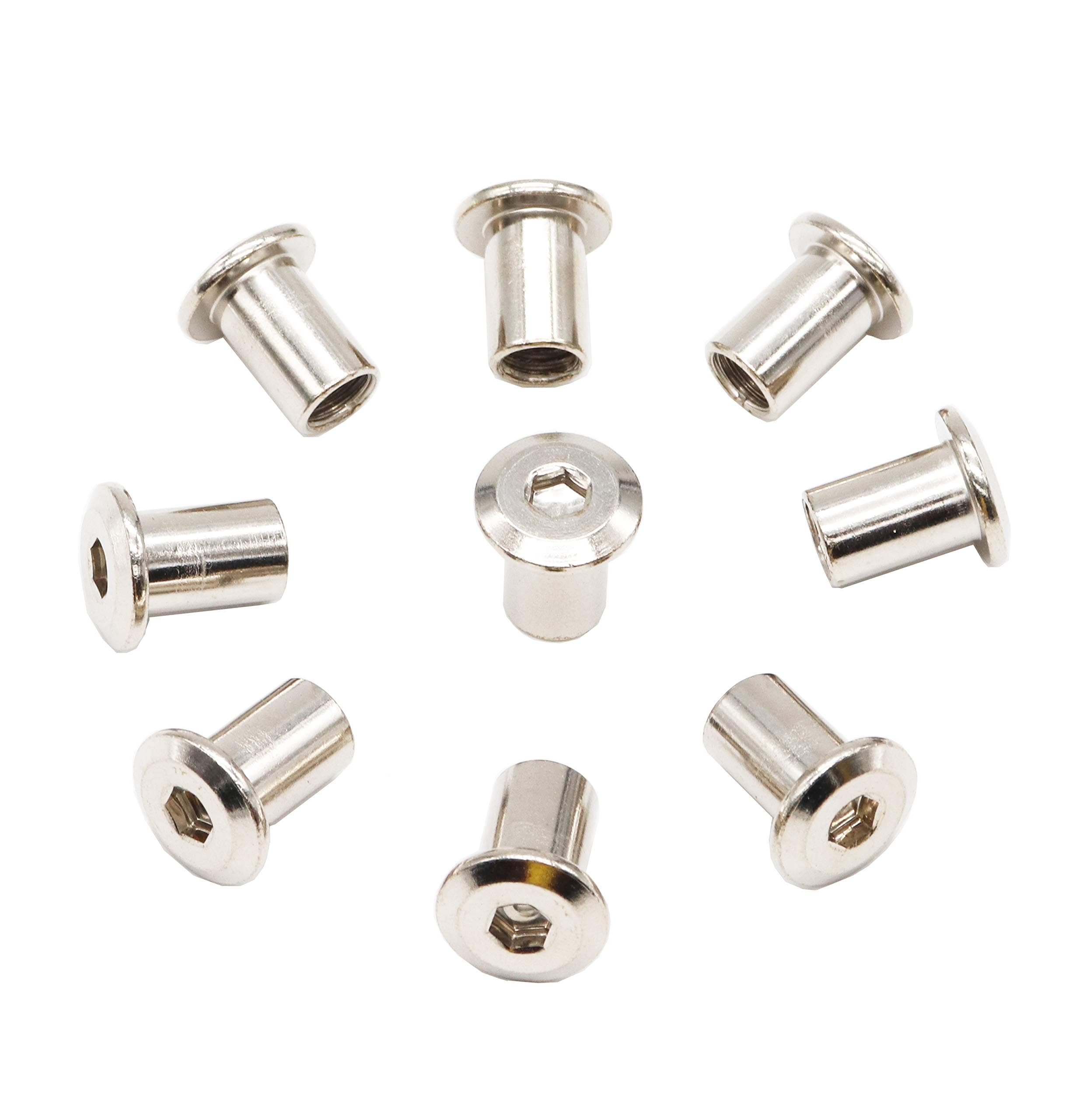 binifiMux 30pcs M6x12mm Rivet Countersunk Hex Socket Cap Nut, Joint Connector Cap Nut for Furniture Beds Silver Tone Nickel Plated