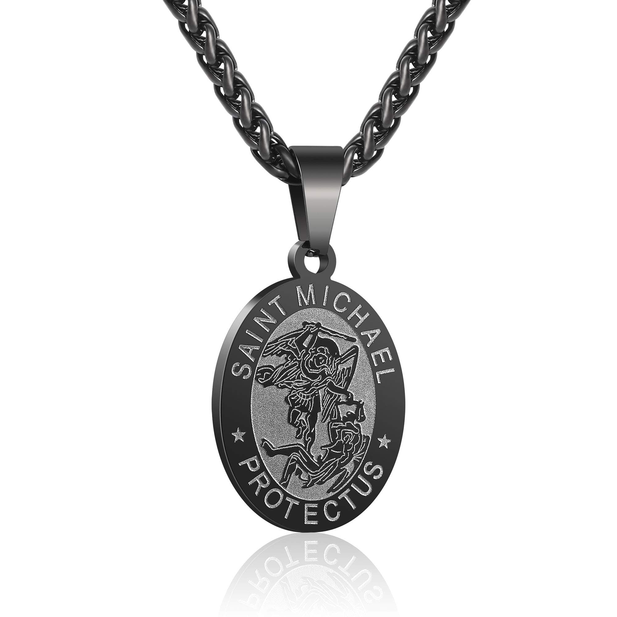 Saint St Michael/Christopher/Jude/Benedict/Joseph/Anthony Medal Necklace for Men Boys 24 In Religious gifts