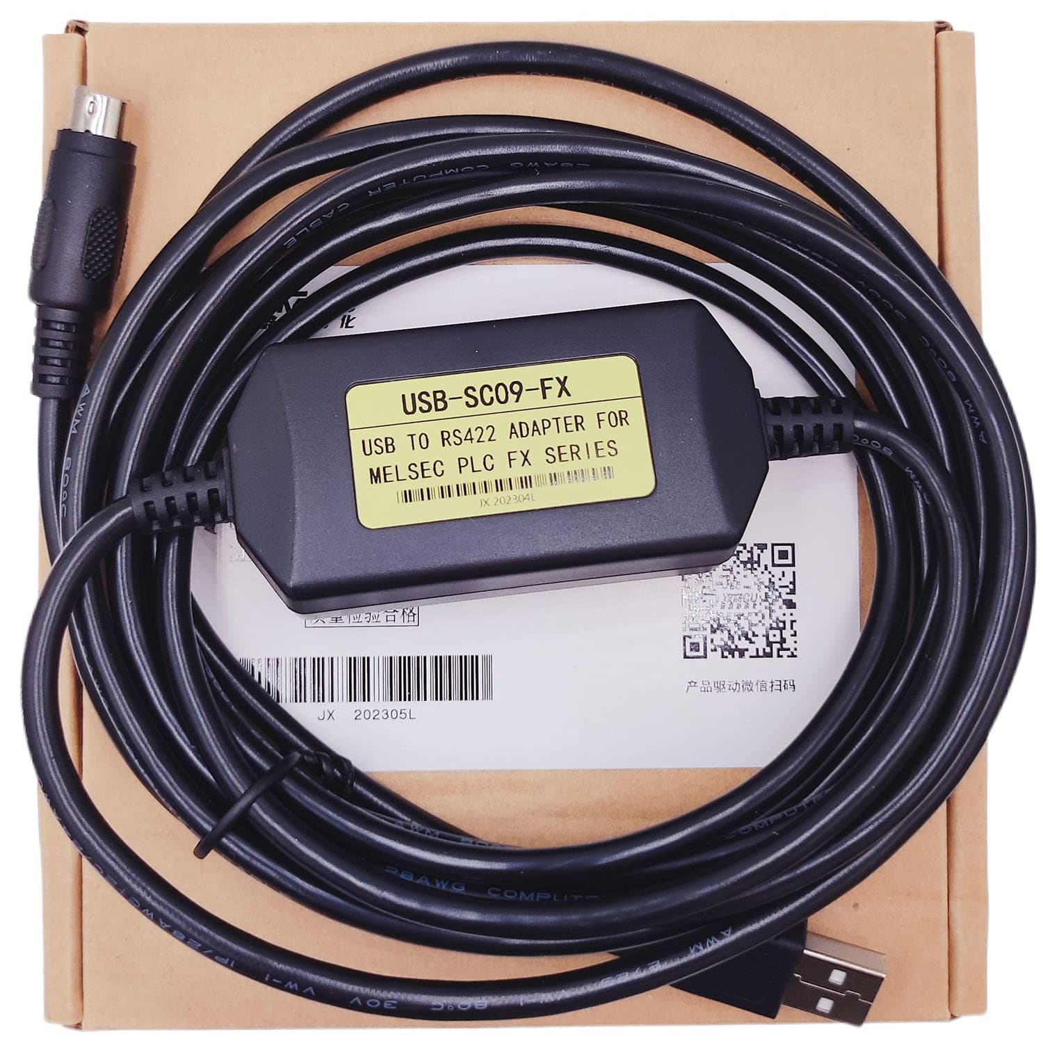 USB-SC09-FX USB Programming Cable for Mitsubishi MELSEC USB to RS422 Adapter, for Mitsubishi PLC FX3U and FX Series FX2N/FX1N/1S/FX3U/3GA