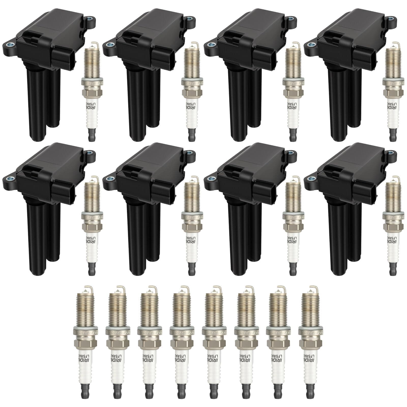 ECCPP UF504 8 ignition coils with 16 iridium Spark Plugs for Chrysler for Dodge for Ram for Jeep 300 Aspen Challenger Durango Magnum Charger Com for MANder Grand Cherokee 2005-2019 5.7L 6.1L 6.4L