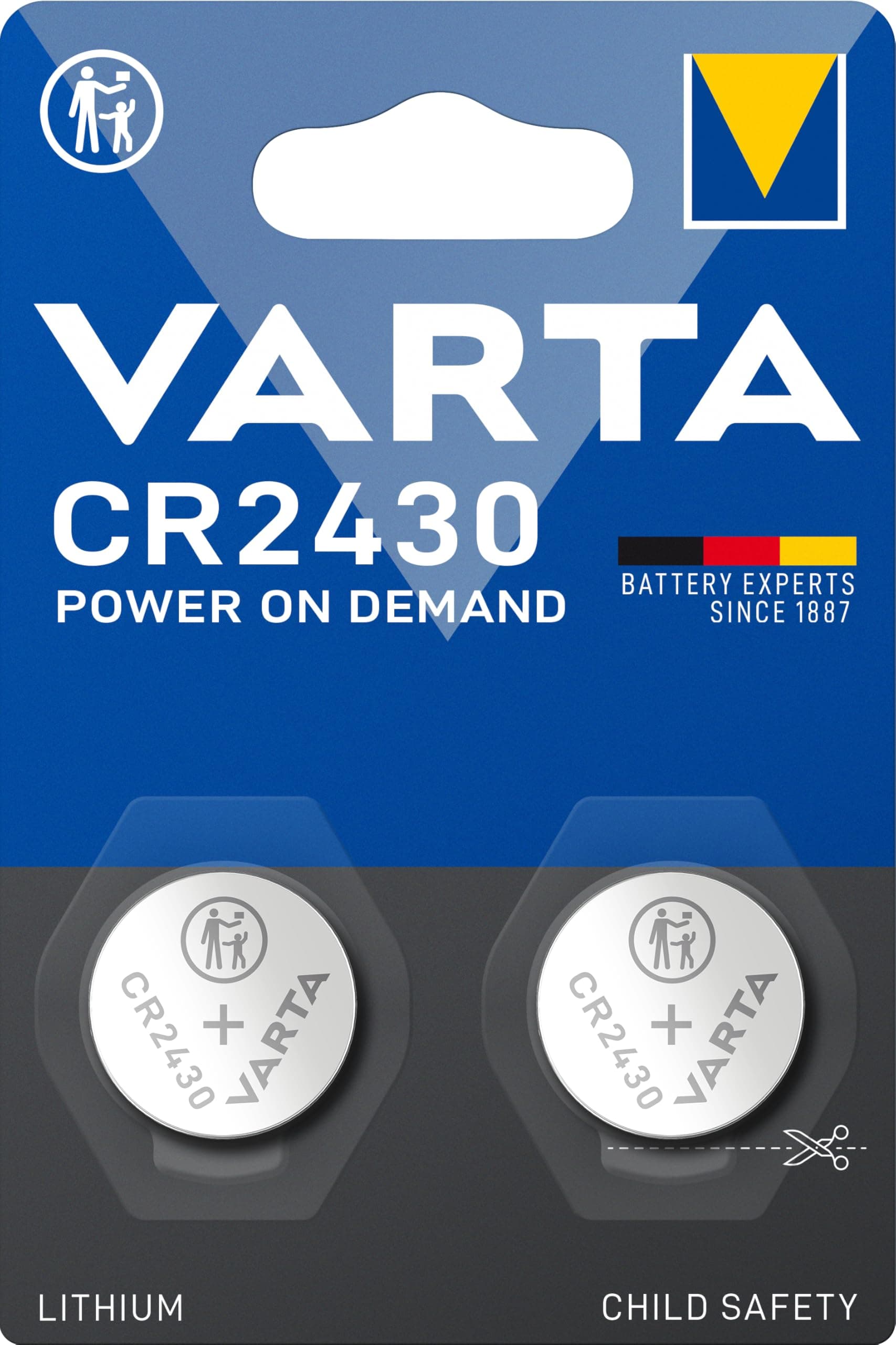VARTA Batteries Electronics CR2430 Lithium button cell battery 2-pack, Button cells in original blister pack of 2