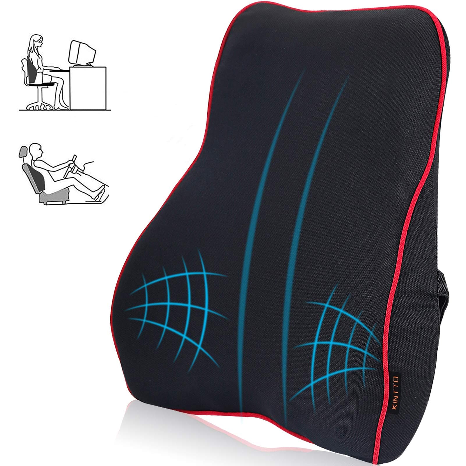 Back Cushion – Lumbar Support Pillow – Orthopedic Back Rest – Back Support Pillow for Office Chair Car and Wheelchair – Versatile Lumbar Support Cushion – Breathable, Memory Foam Orthopedic Pillow