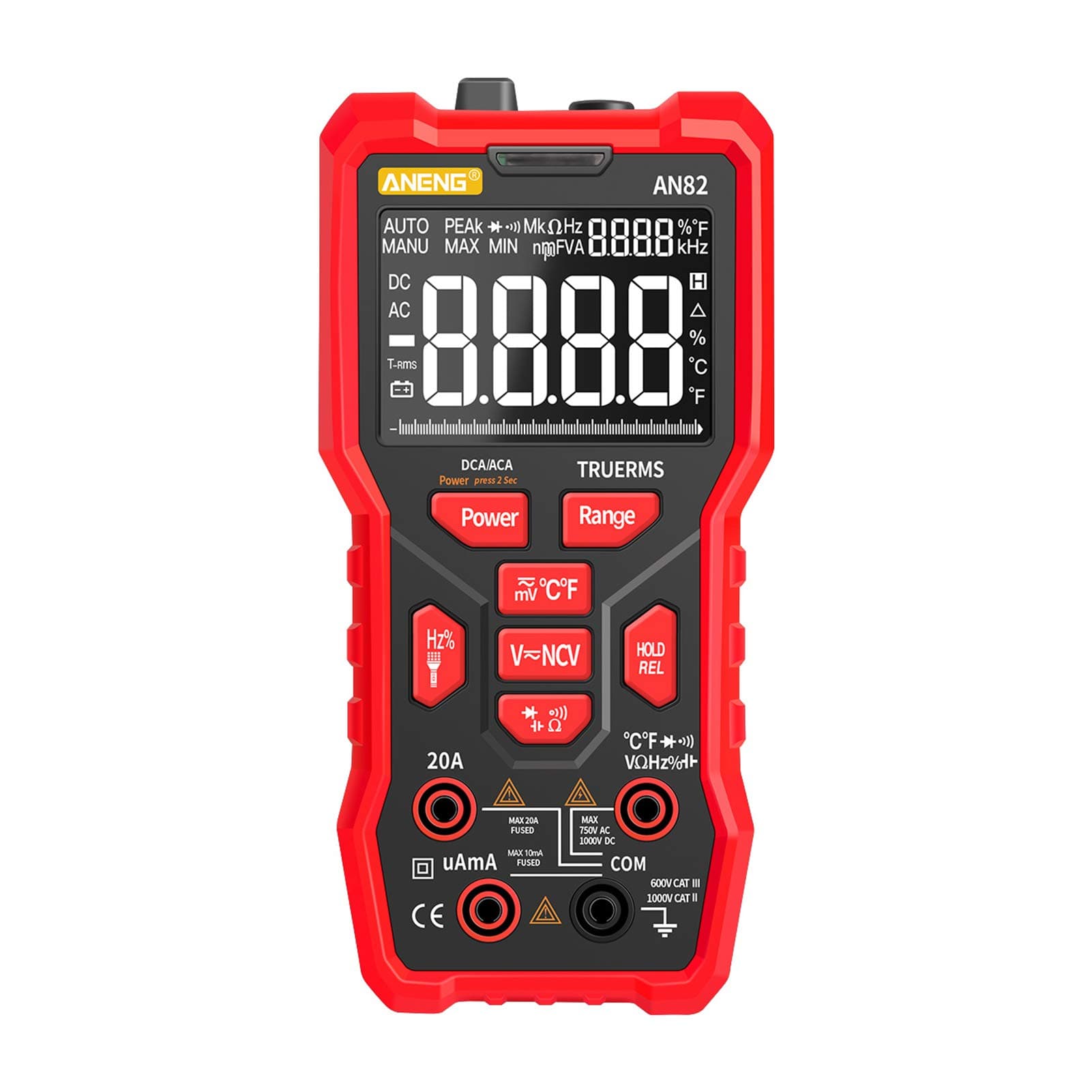 ANENG AN82 9999 Counts VA Screen Automatic High Precision Digital Multimeter TRMS NCV Universal Meter Multiple Tester for AC/DC Current AC/DC Voltage and Temperature Frequency Resistance Capacity