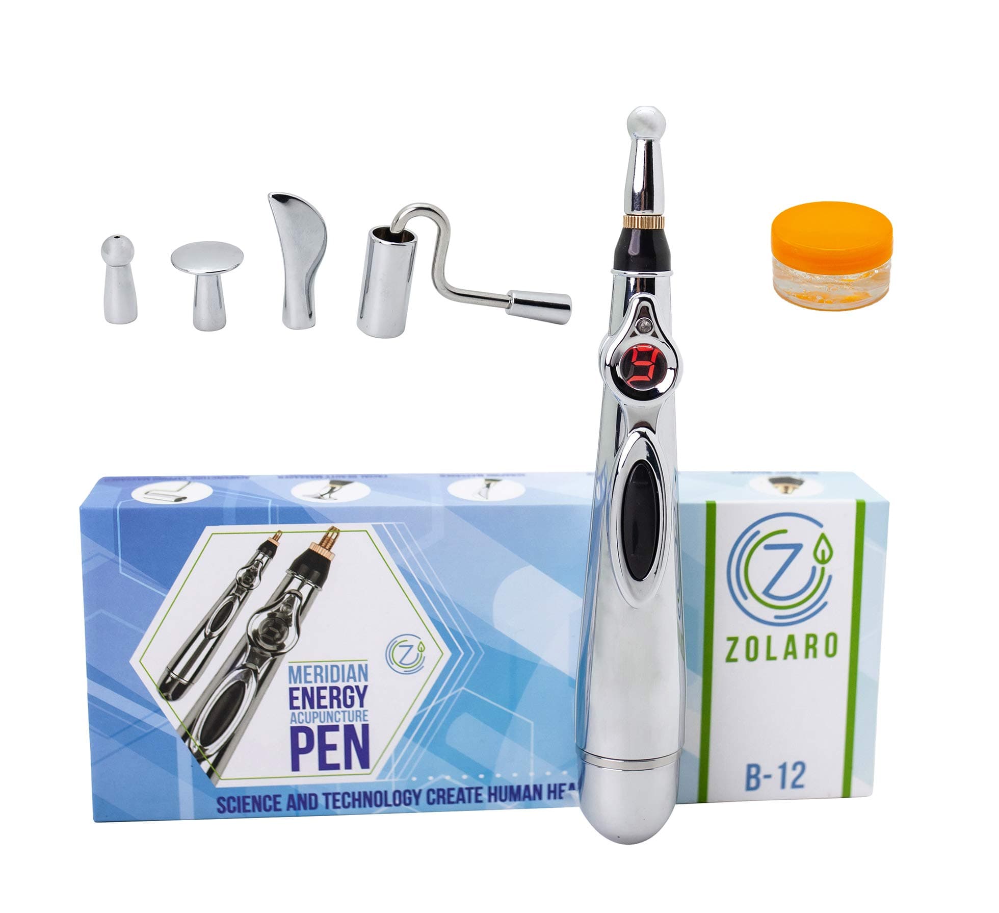 Techno Zone Acupuncture Pen with 5 Massage Head Function Energy Pain Therapy Relief
