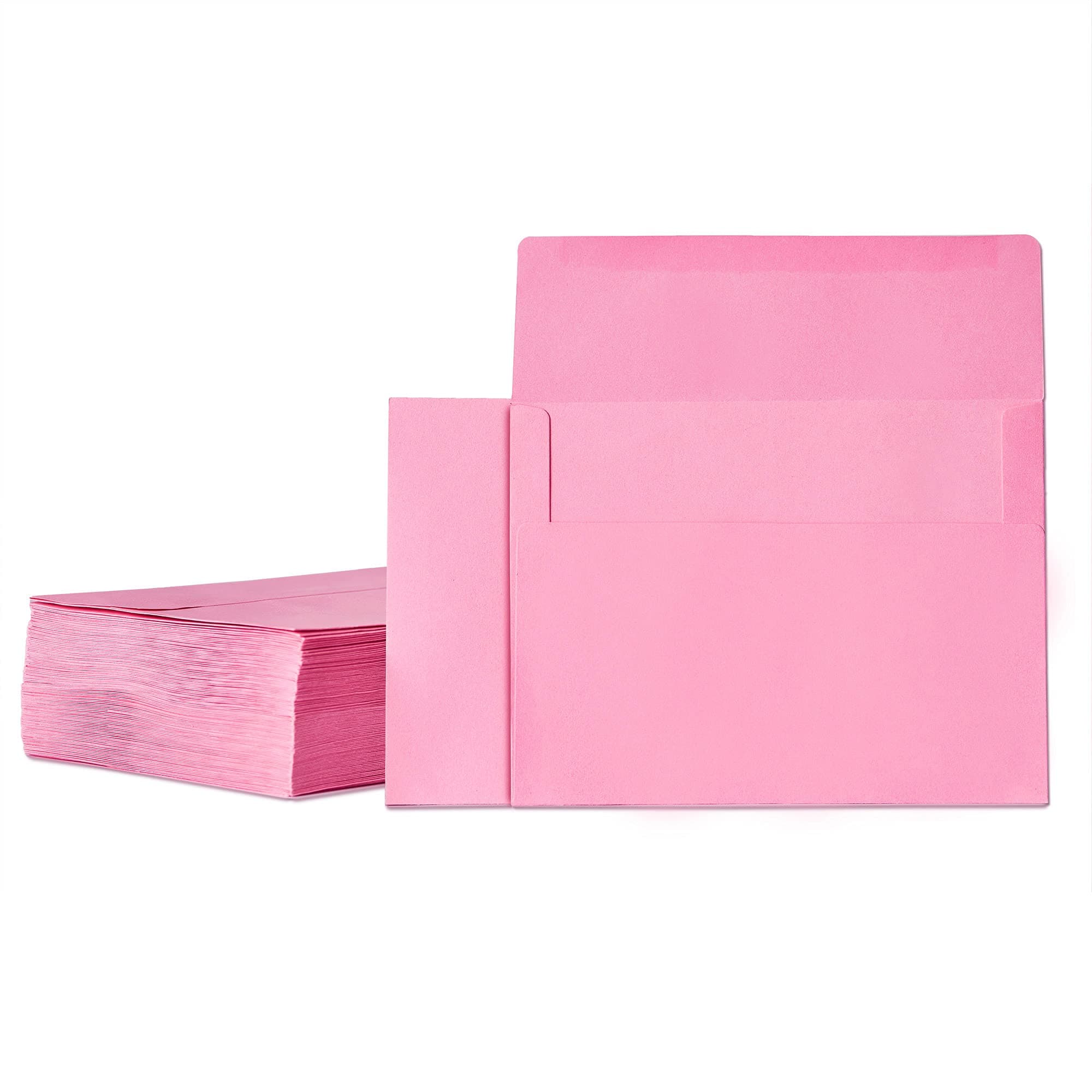 Invitation Envelopes, 100-Pack 5x7 Envelopes, A7 Envelopes for Invitations, Pink, 5 1/4 x 7 1/4 Inches