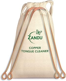 Zandu Copper Tongue Cleaner (Pack of 2) :An Anti-Microbial Tongue Cleaner for Managing Oral Health | Reduces Bad Breath & Supports Digestive Health | Comfortable & Flexible Handle | Easy & Safe to Use