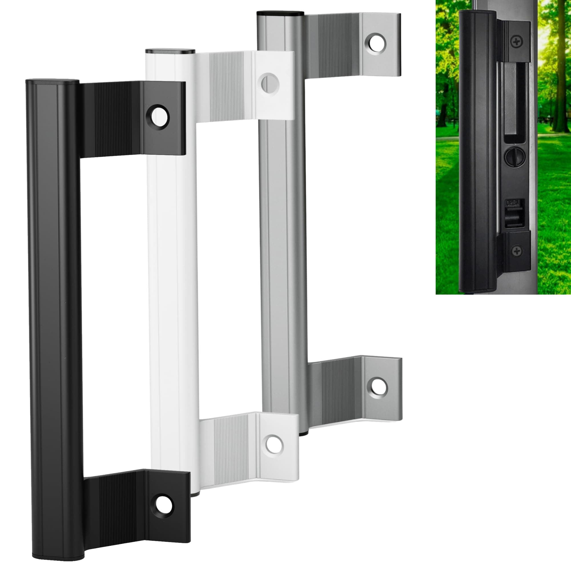 Sliding Door Pull - Aluminum Patio Pull Handle, 6-5/8 in. Mounting Holes, Black