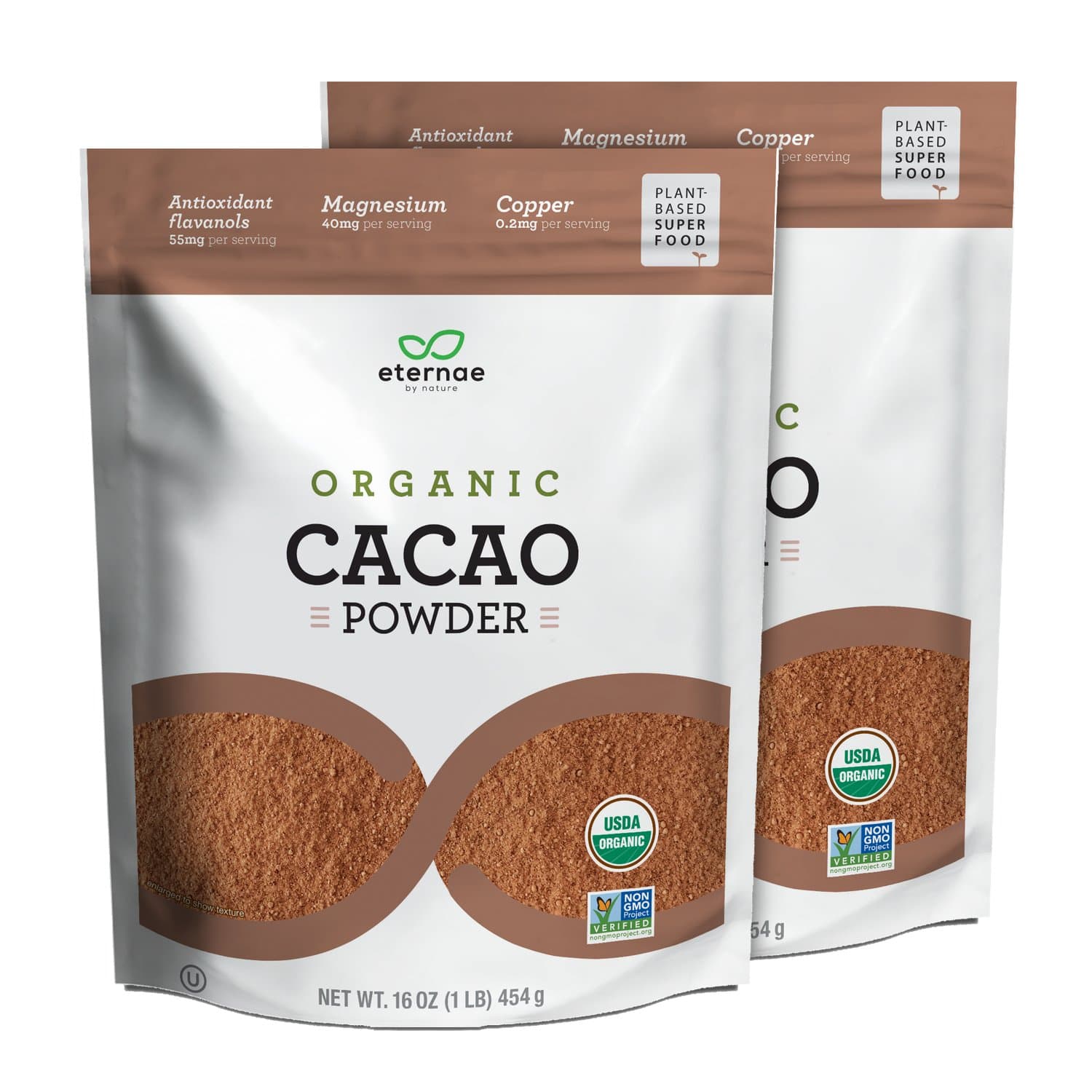 Eternae By Nature Organic Cacao Powder, 16 Oz, 2Count