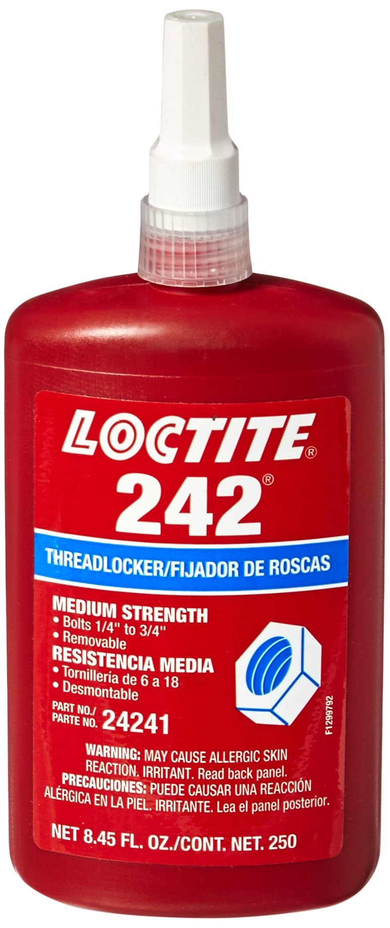 24241 Blue 242 Medium Strength Threadlocker, 250 mL Bottle
