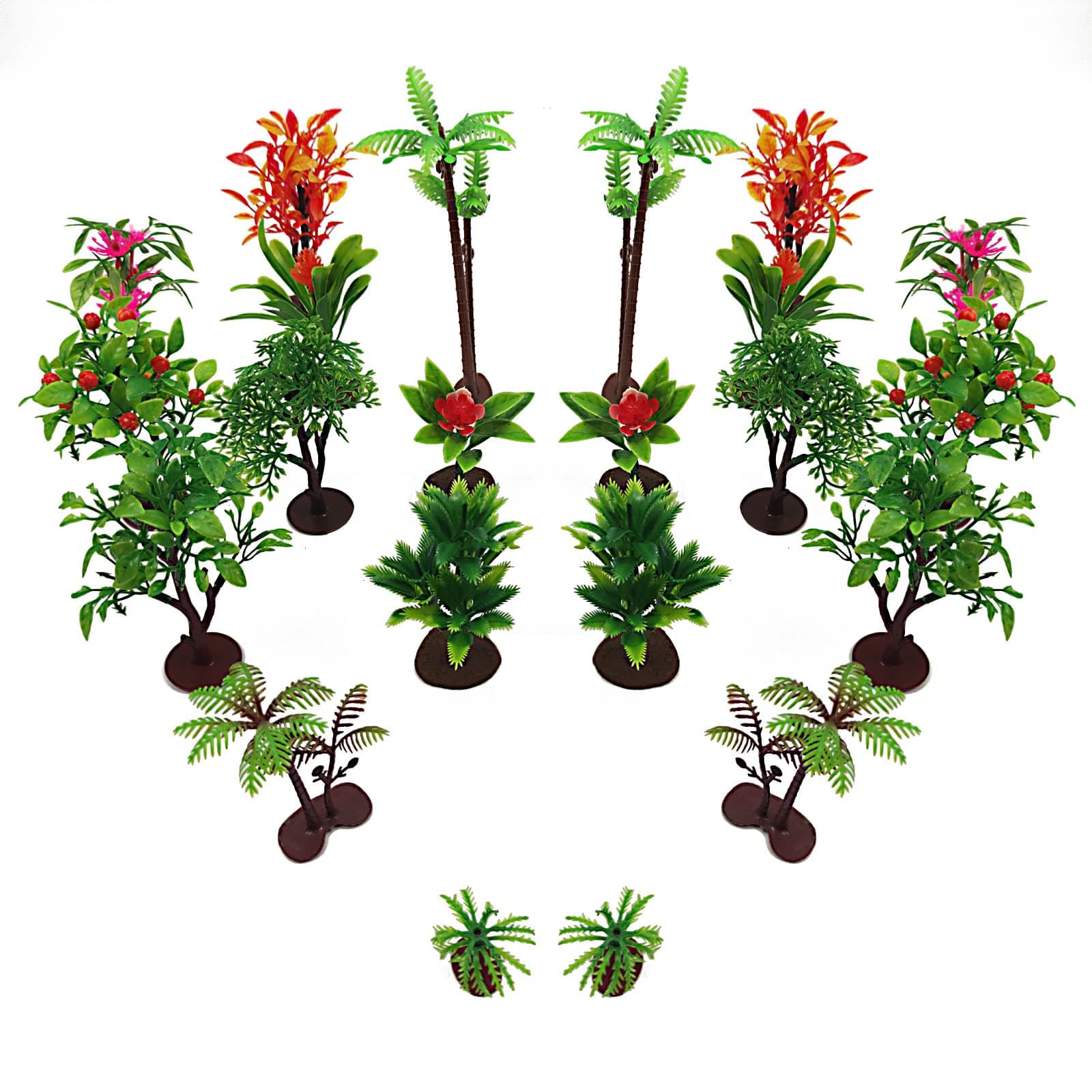 22Pcs Mixed Model Trees Miniature Plastic Trees Cake Topper Trees Rainforest Trees for Project for DIY Small World Toys Mini Dinosaur Figures or Crafts Landscape Construction Model