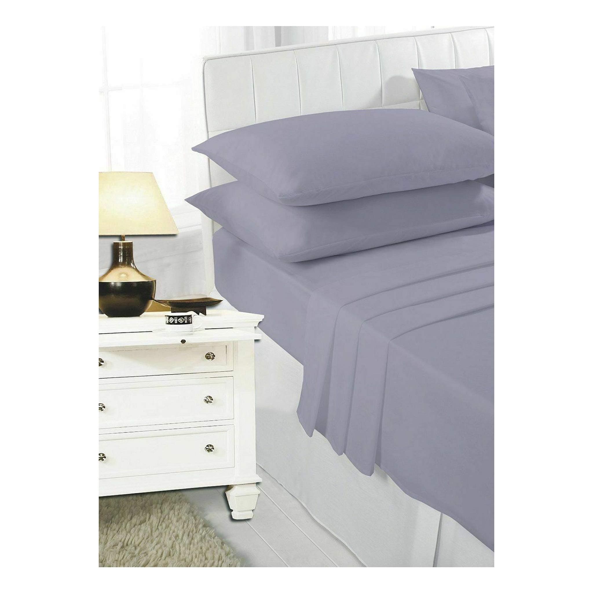 HOME ACE® Non Iron Percale 4FT Small Double Fitted Sheet Grey, 180 Thread Count 100% Poly Cotton 4FT Fitted Bed Sheets Small Double, Polycotton Fitted Sheet Small Double Bed Cotton Sheets