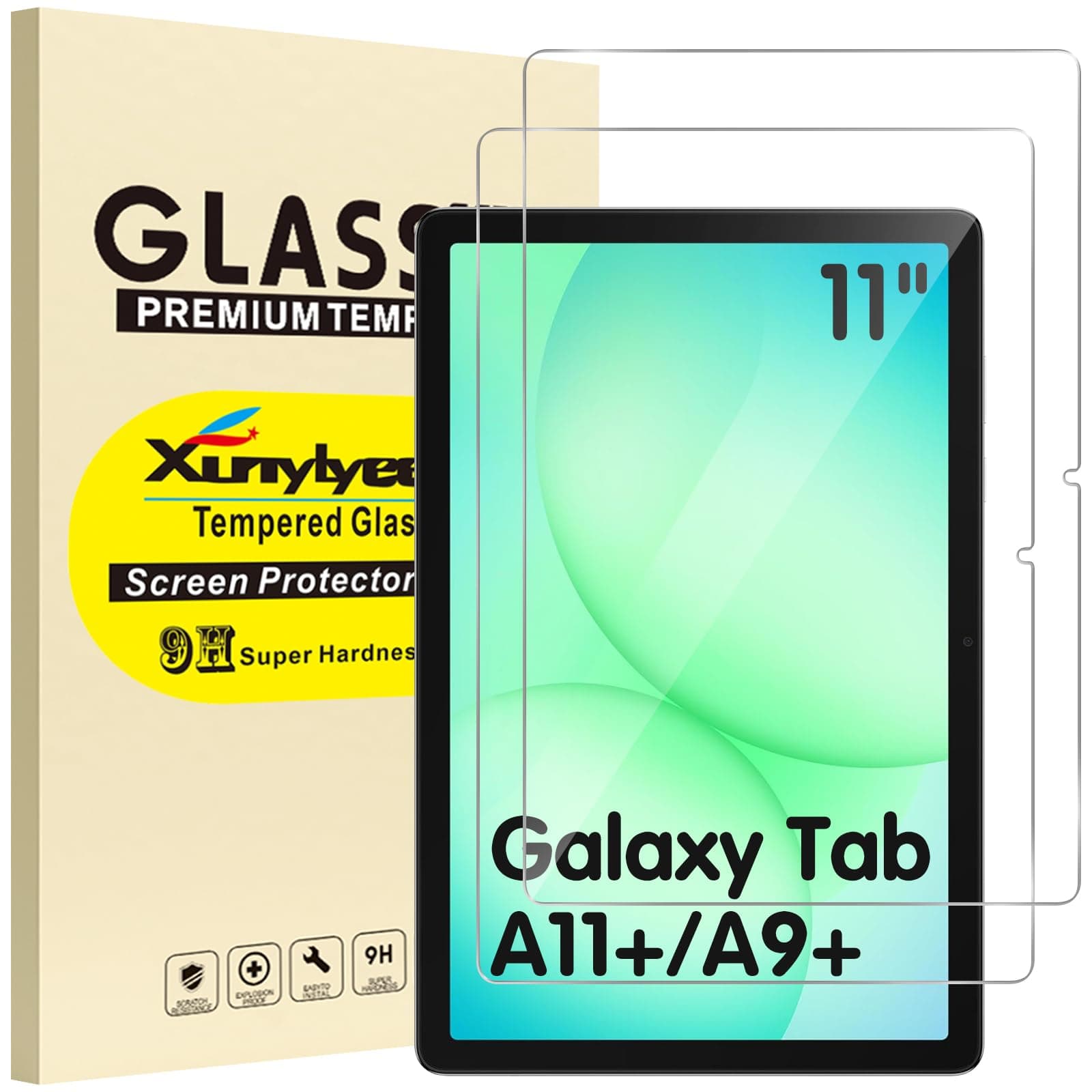 2-Pack, Screen Protector for Samsung Galaxy Tab A11 Plus/A11+ / A9 Plus/ A9+ 11 Inch Tempered Glass Film Bubble Free Easy Installation