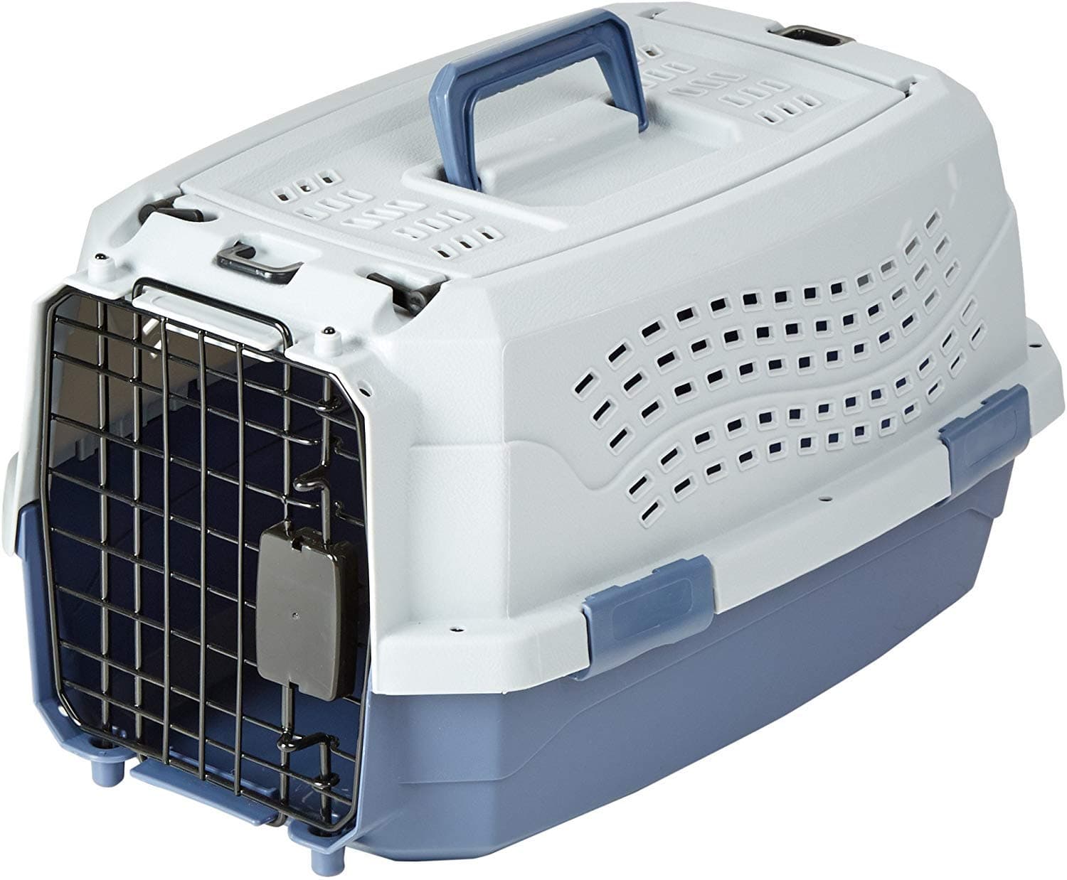 Hard-Sided Cat Carrier, Two-Door Top-Load Pet Dog/Cat Travel Box Carrier, Blue, 48.3 L x 32 B x 25.4 H cm