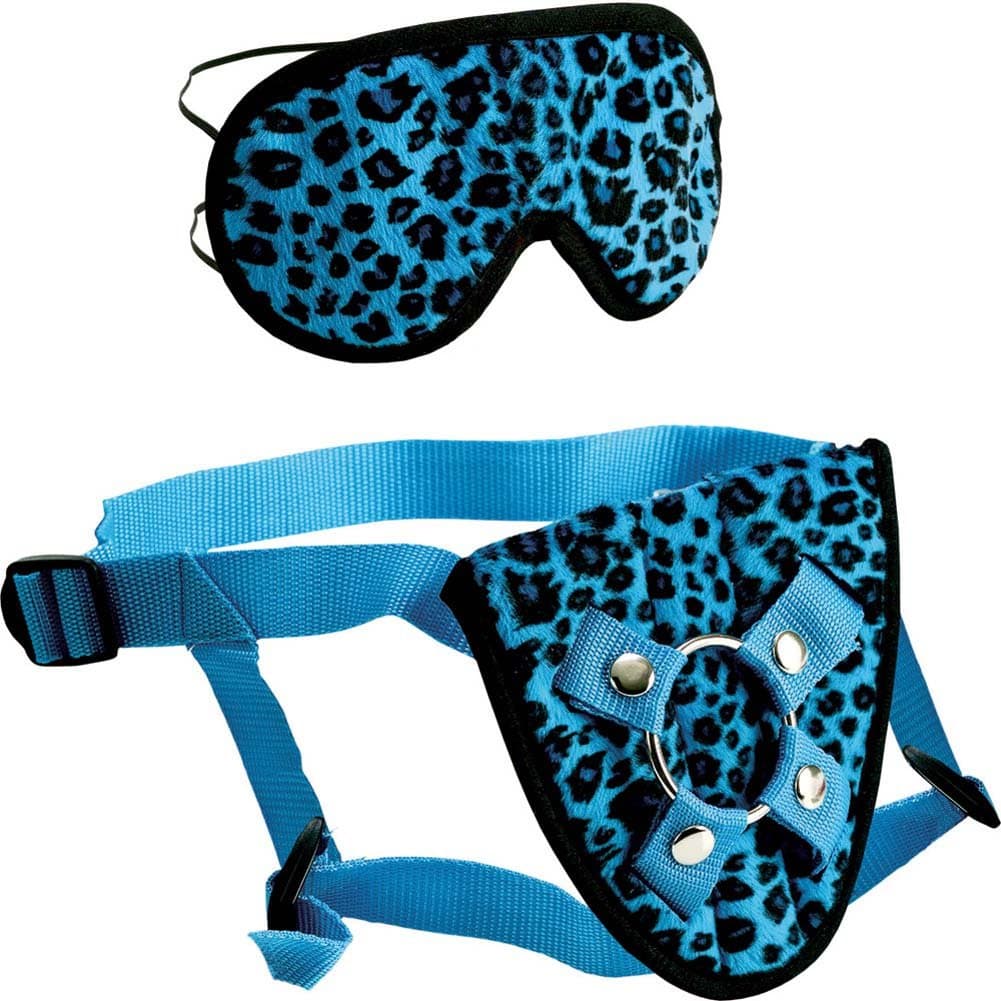 Furplay Harness And Mask Set Blue Leopard