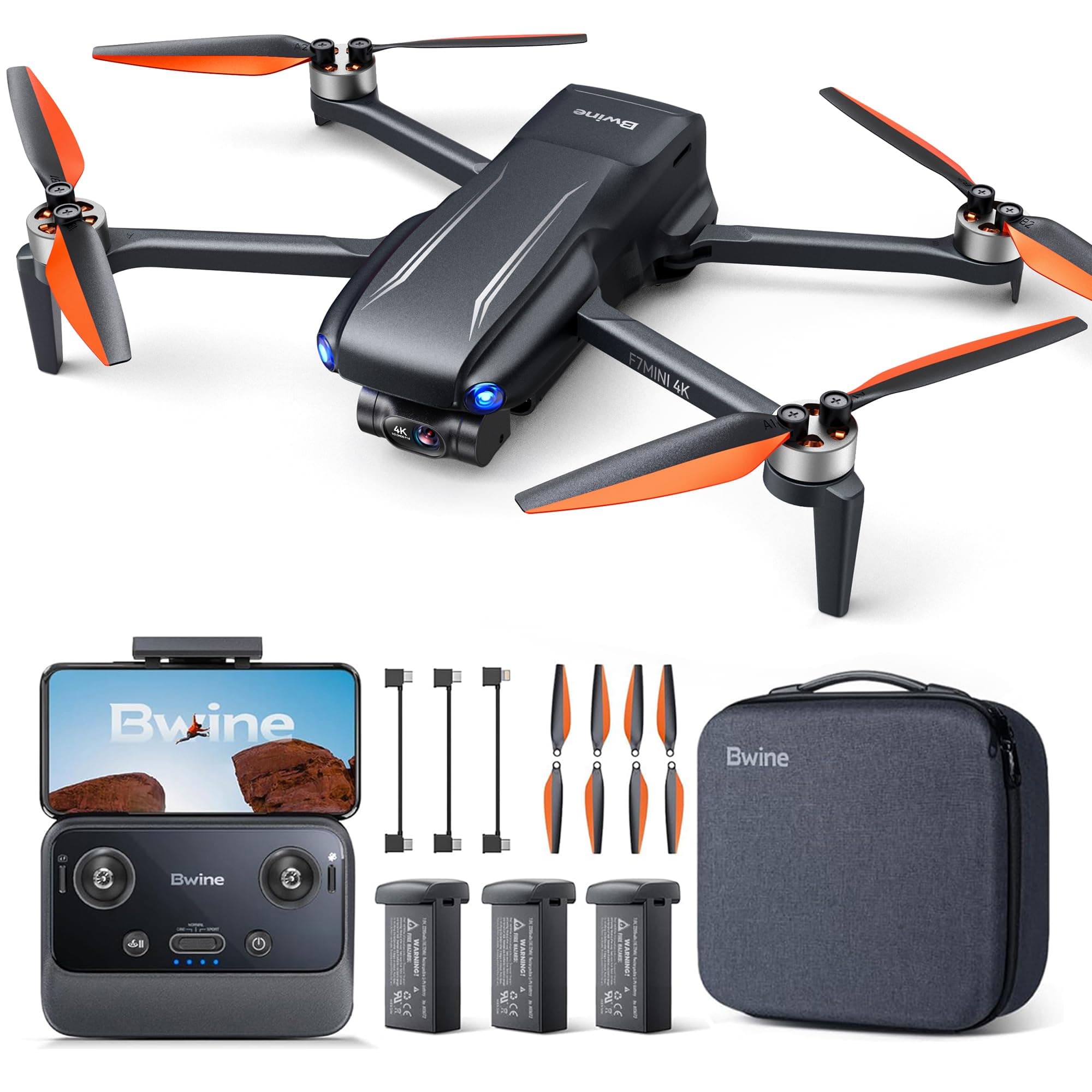 Bwine F7MINI 4K Video 8K Photo Drones with Camera for Adults, 3-Axis Gimbal EIS, 96Mins, 249g FAA-exempt, Over 6KM Transmission, AI GPS Smart Return, Follow, Waypoint, Orbit Fly, Better for Beginner
