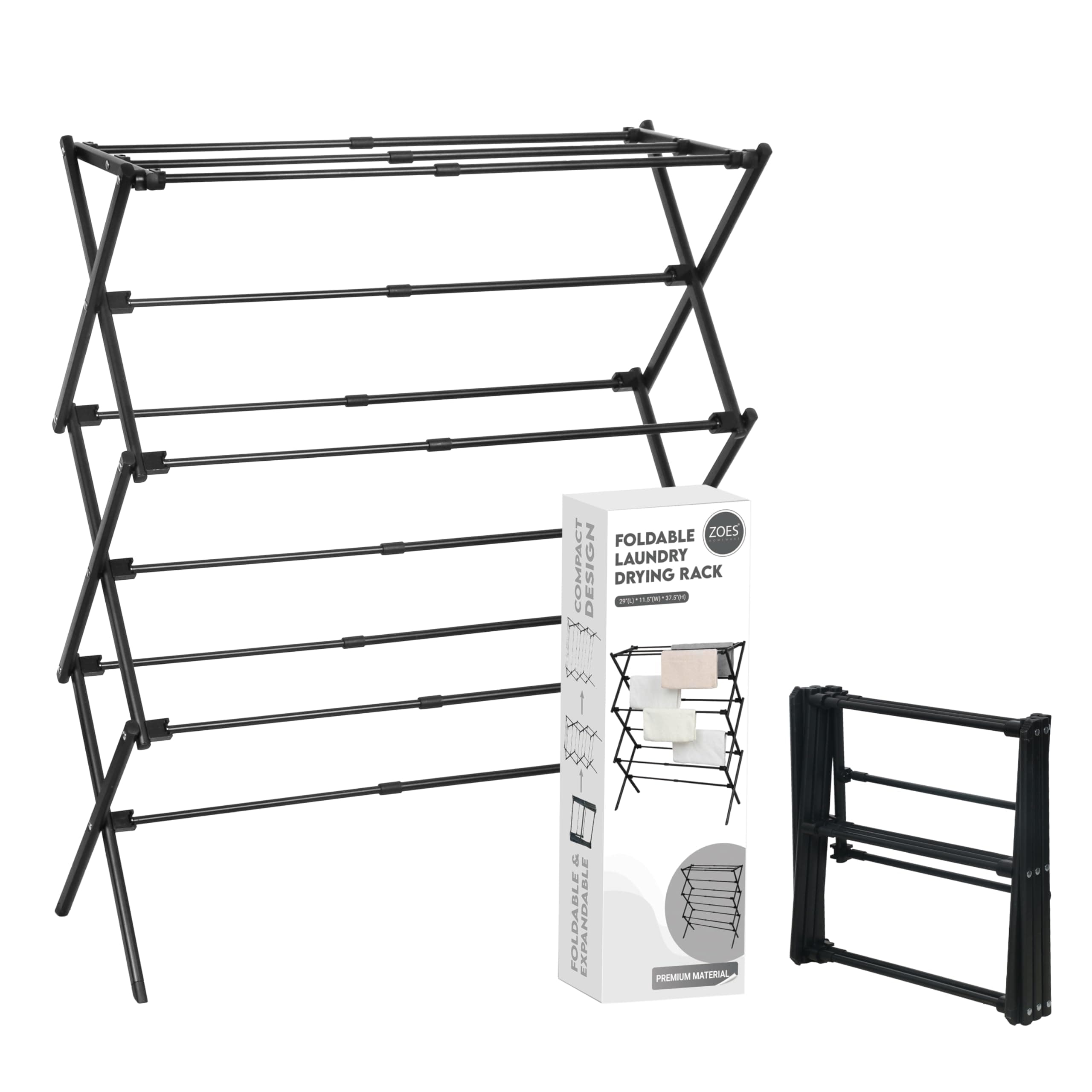 Clothes Drying Rack | Foldable Drying Rack Clothing for Laundry | Small Collapsible Portable Dryers for Laundry | Use for Indoor & Outdoor | Black 37.5"x29"x12"