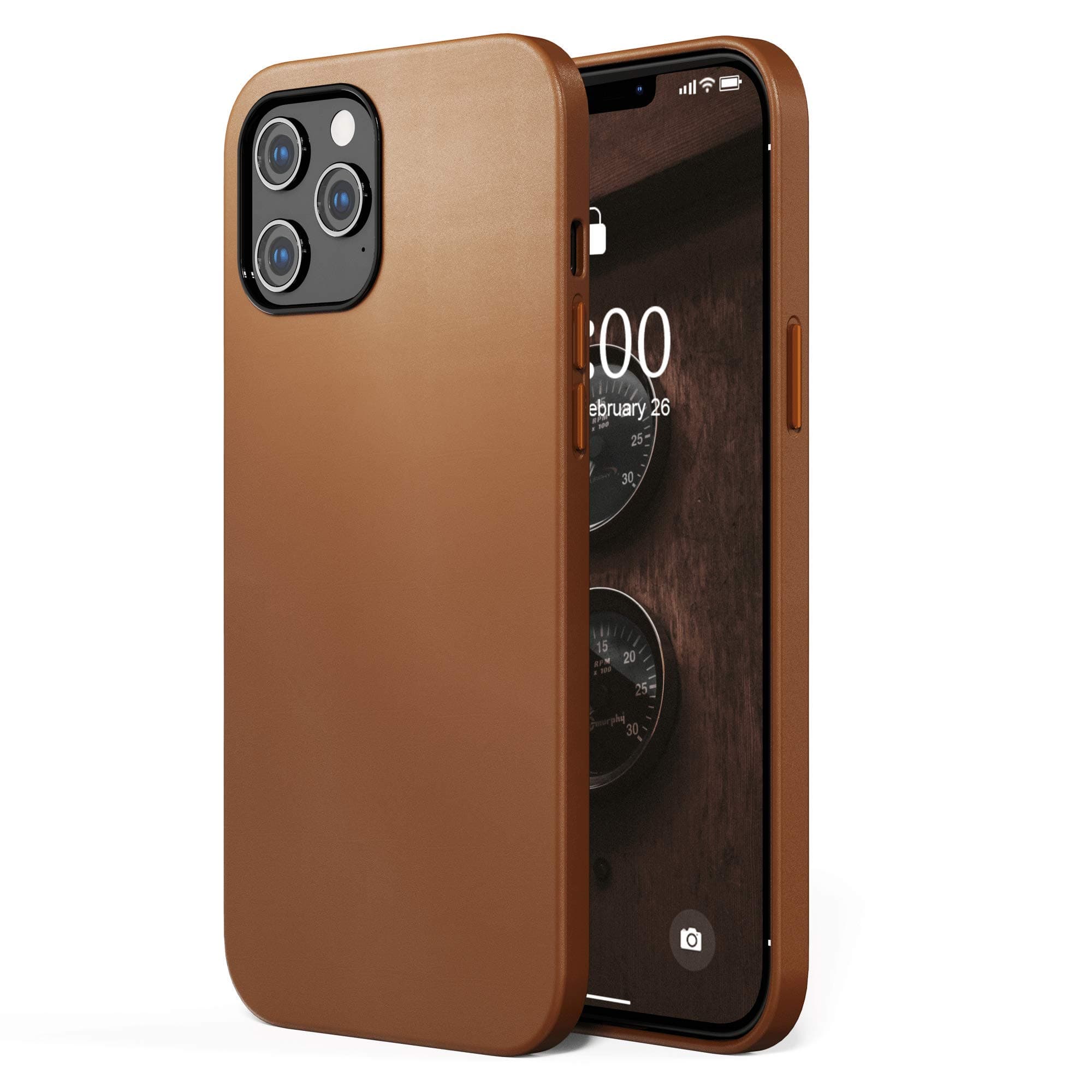 SURPHY Leather Case Compatible with iPhone 12 Pro Max Case 6.7 inch, Premium PU Leather Case Cover (with Metallic Buttons & Microfiber Lining) for iPhone 12 Pro Max, BrownGlobal Recycled StandardGlobal Recycled StandardGlobal Recycled Standard
