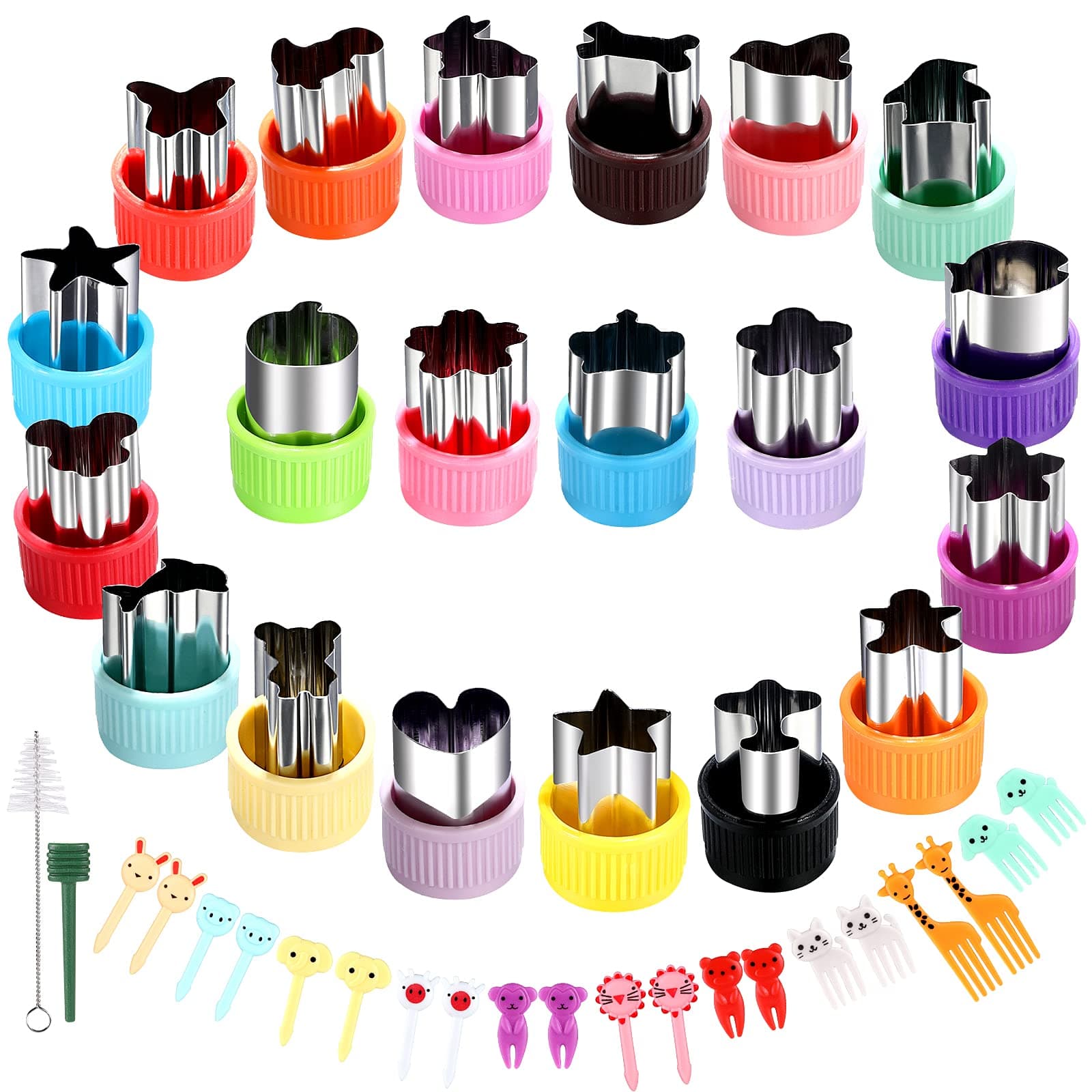 Vegetable Cutter Shape Set, Mini Cookie Cutters,Biscuit Cutter to Decorate Food, Baking and Food Supplement tool Accessories Kitchen Crafts, (20PCS+20Fork)