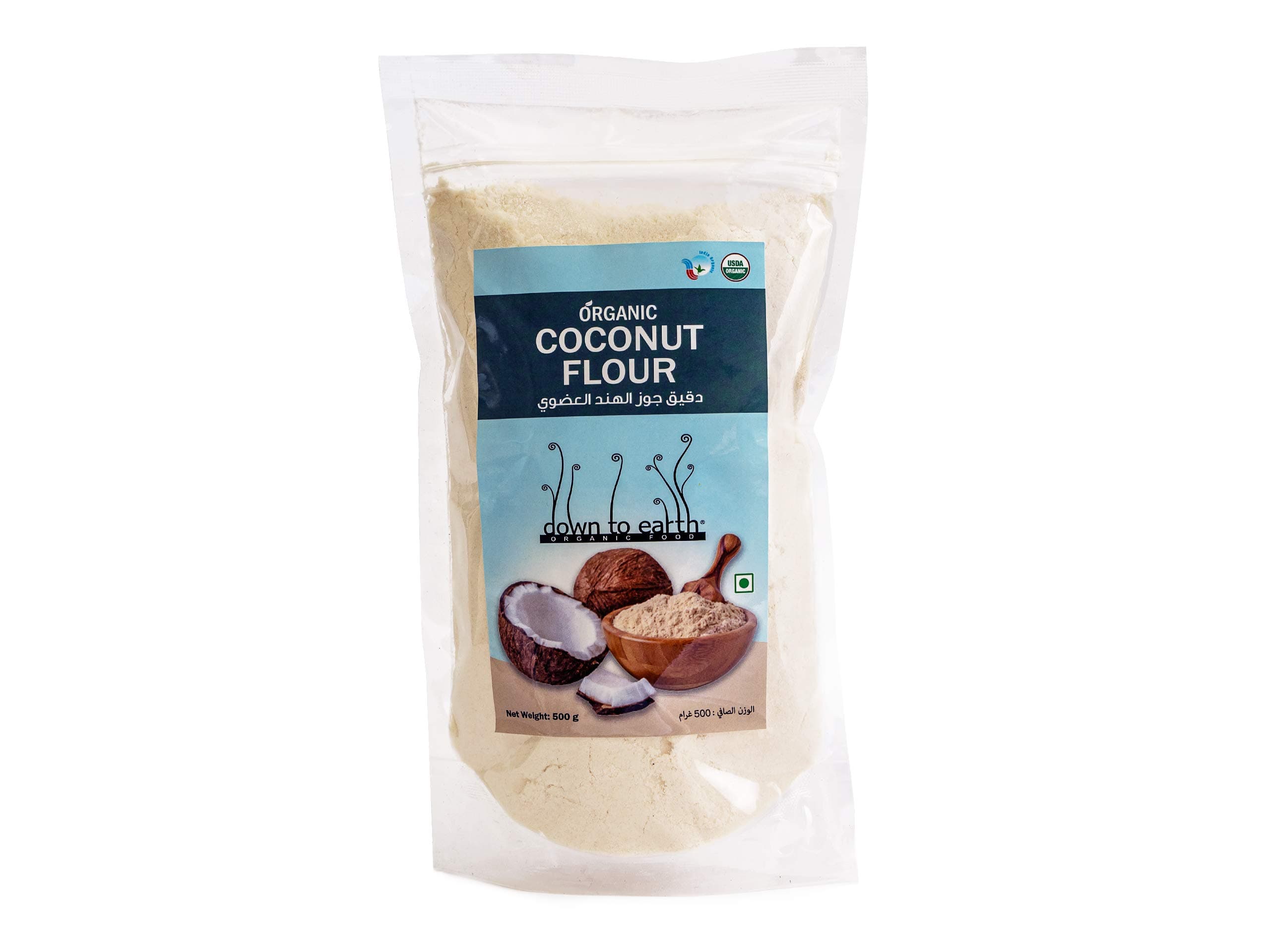 Down To Earth Organic Coconut Flour For Keto Diet, Low Carb, Gluten-Free Flour - 500 gms