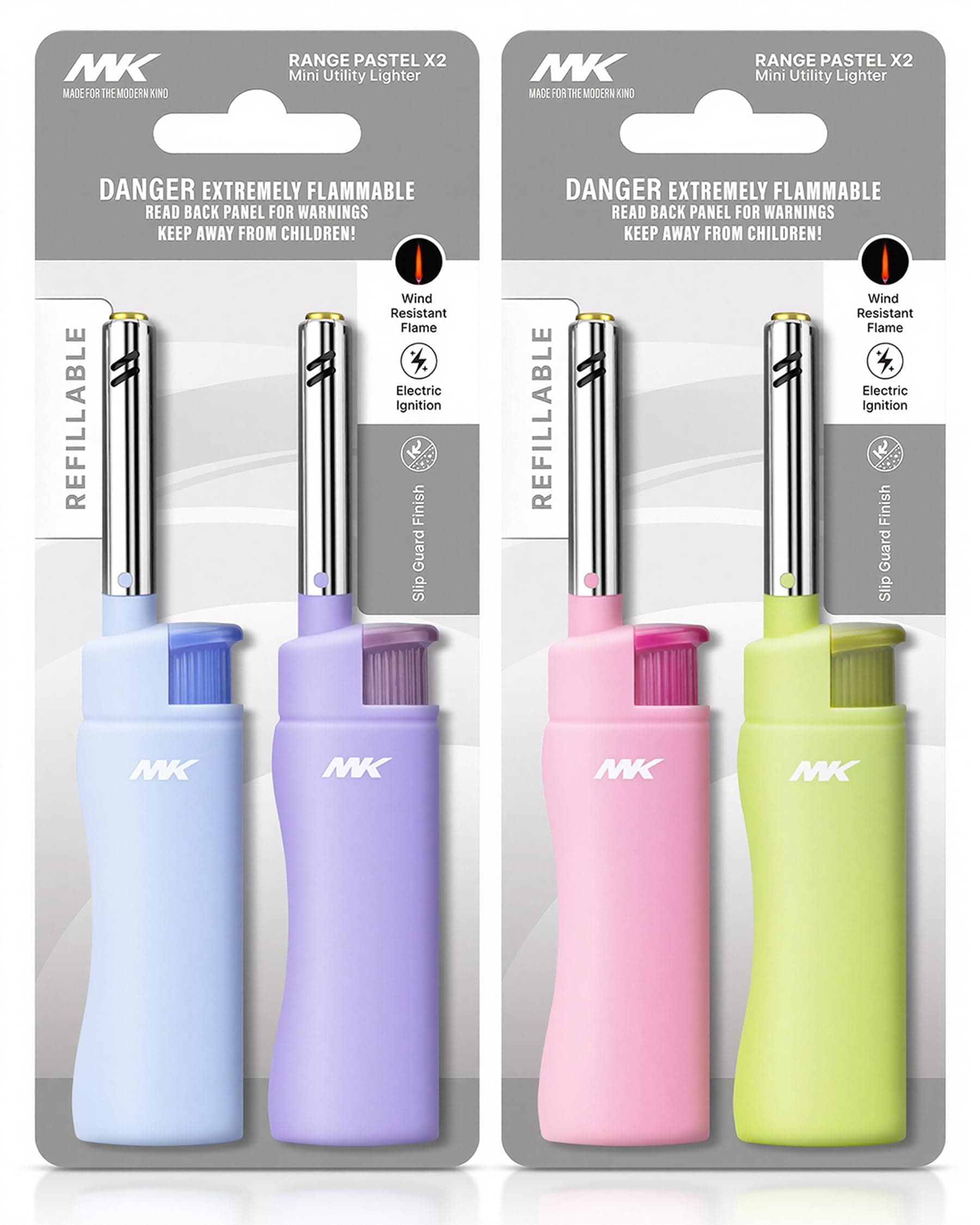 MK Candle Lighter, Butane Refillable Wind-Resistant Flame, 4-Pack for BBQ, Camping, Outdoor Use (Harmony-4PC)