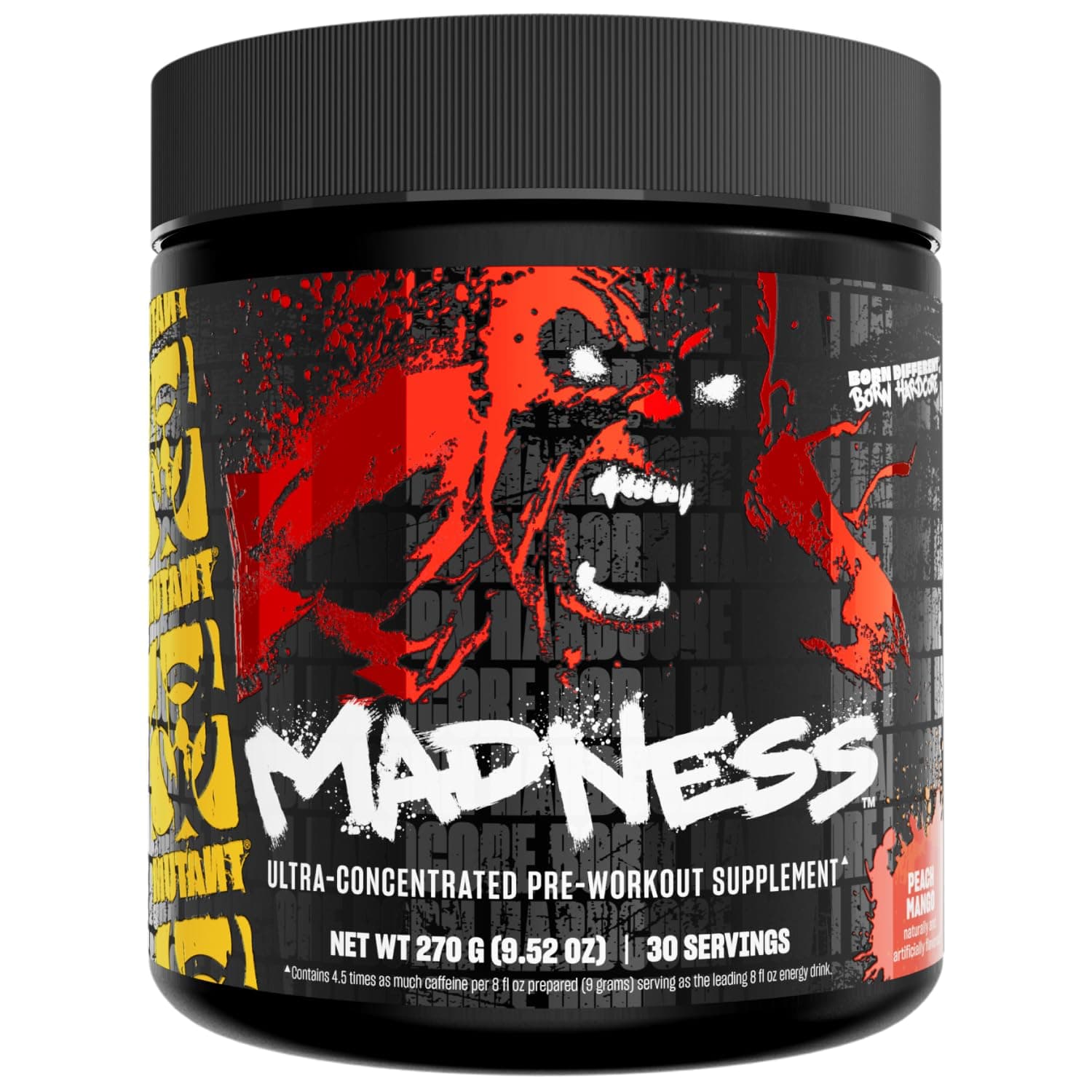 Madness | Pre Workout Powder Supplement Performance and Pump Blend Includes L-Citrulline, Beta-Alanine, Taurine, L-Tyrosine | 30 Serving | Peach Mango