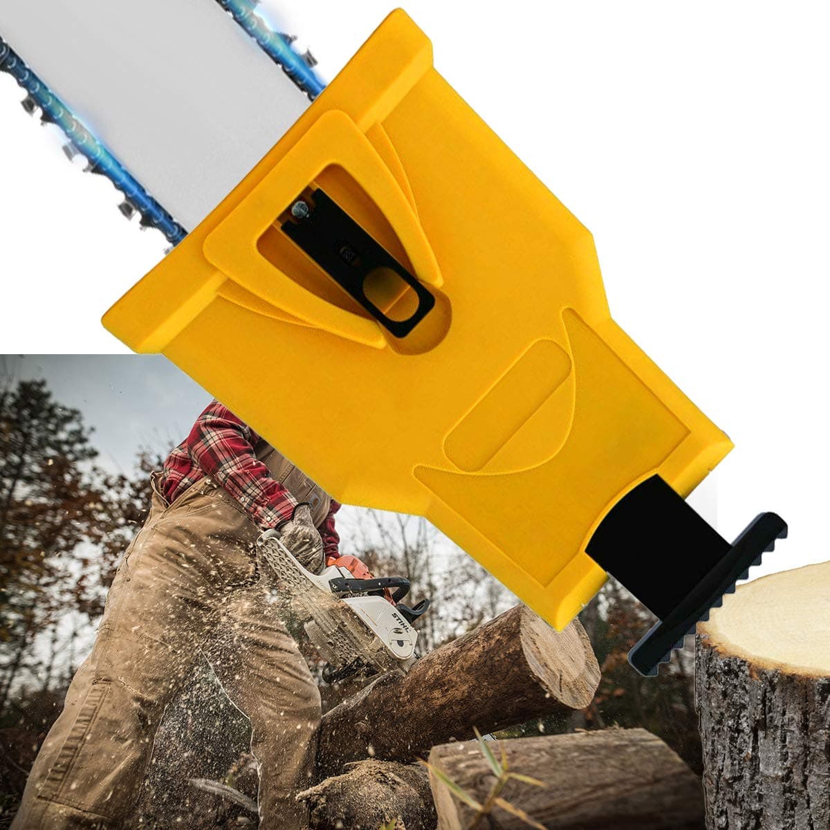 Chainsaw Teeth Sharpener Portable Proprietary Bar-Mount Chainsaw Chain Sharpening Kit Fast-Sharpening Stone Grinder Tools (Fit With 2 Holes Bar Chainsaw)
