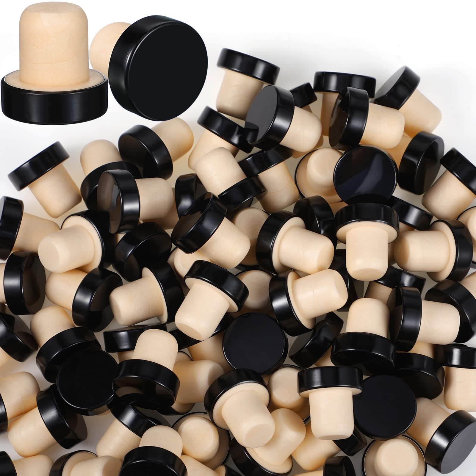 T-shaped Stopper Cork Wine Bottle Stoppers Reusable Wine Sealing Plug for Beer Bottles DIY Craft(Black,144 Pieces)