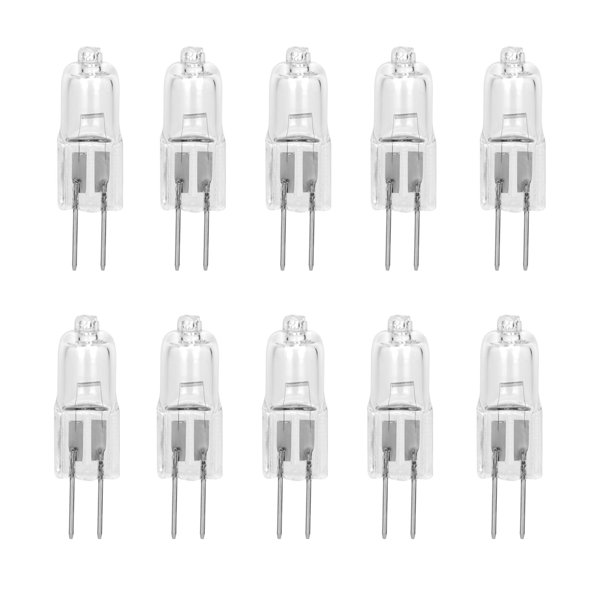 G4 JC JCD Type Bi Pin Base Premium Halogen Light Bulb Lamp 12 Volt, 2-Pin Bulbs Fits GX4 Replacement for Spot Lamps, Home & Vehicle Interior Low Volt Lightings, Clear Warm White, 10 Watts (Pack of 10)