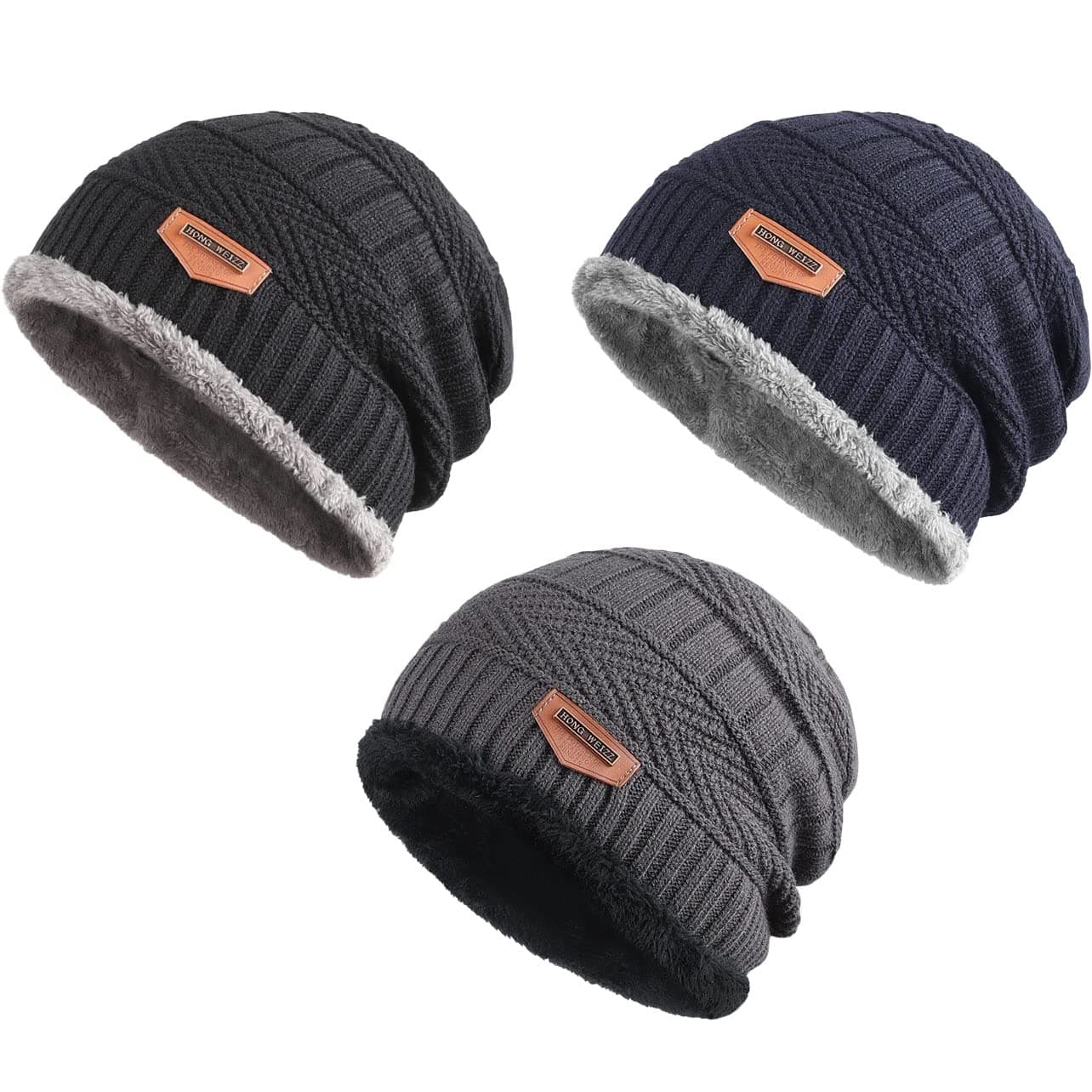 HRIDAYWinter Woolen Cap (Black, Blue, Grey)