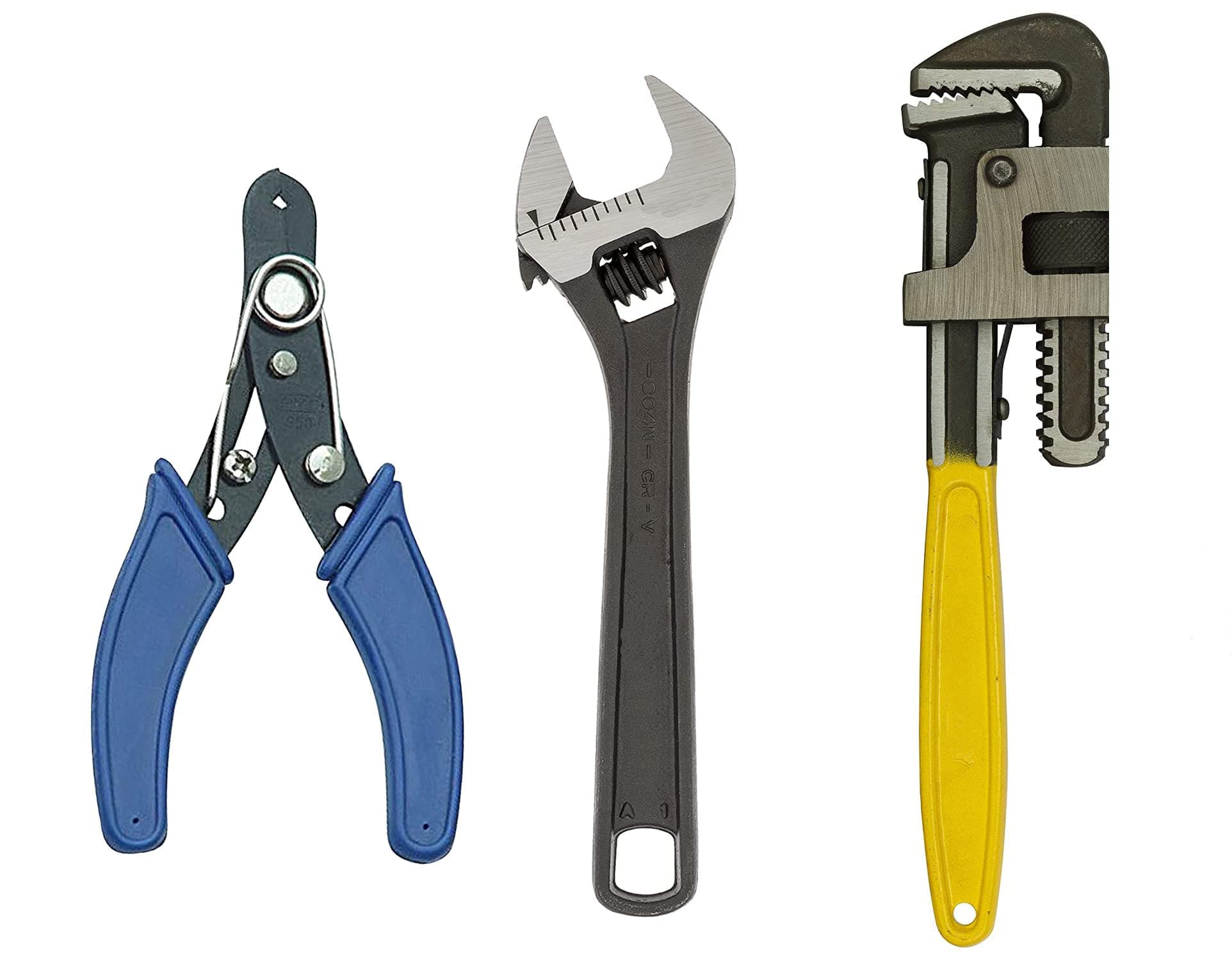 GIZMO Hand Tools, Hand Tools Kit, Hand Tools Kit For Home Use, Hand Tools Set, Tools Combo With 12" Pipe Wrench, 10" Adjustable Wrench And Wire Cutter, Vehicle Tool Kit Set