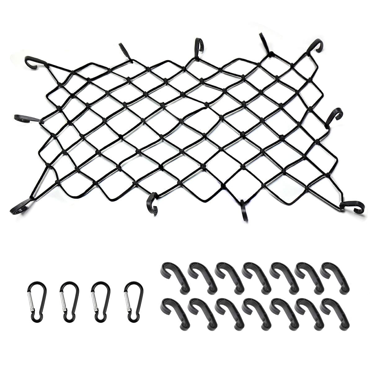 [Upgrade] Bungee Cargo Net EZYKOO Christmas Tree Transfer Bungee Cord 47" x 36" Heavy Duty Truck Bed Net Auto Roof Tie-Down Net with 14 Hooks